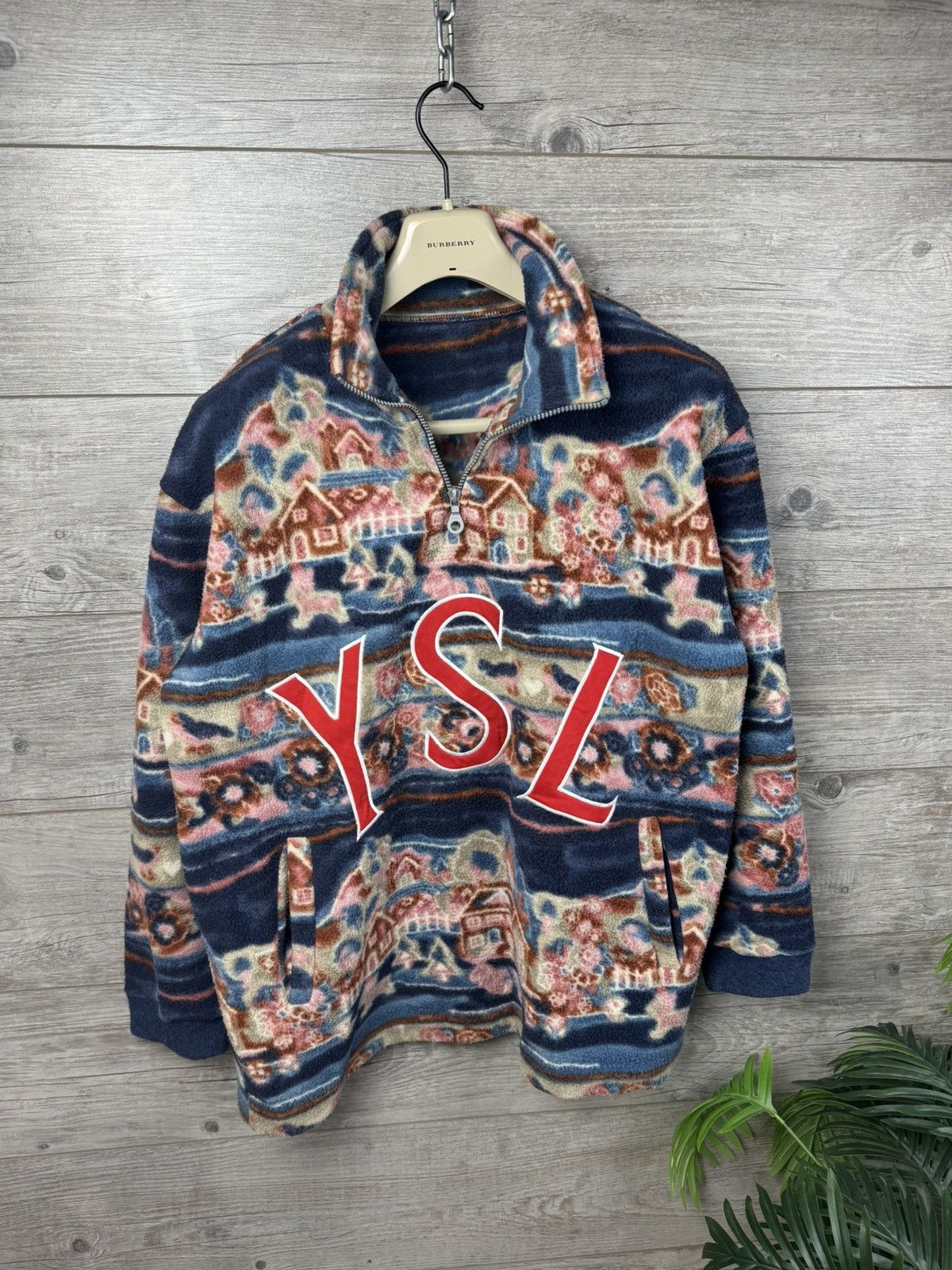Japanese Brand YSL Fleece Yves Saint Laurent With Lightning and Big Logo Size US L / EU 52-54 / 3 - 16 Thumbnail