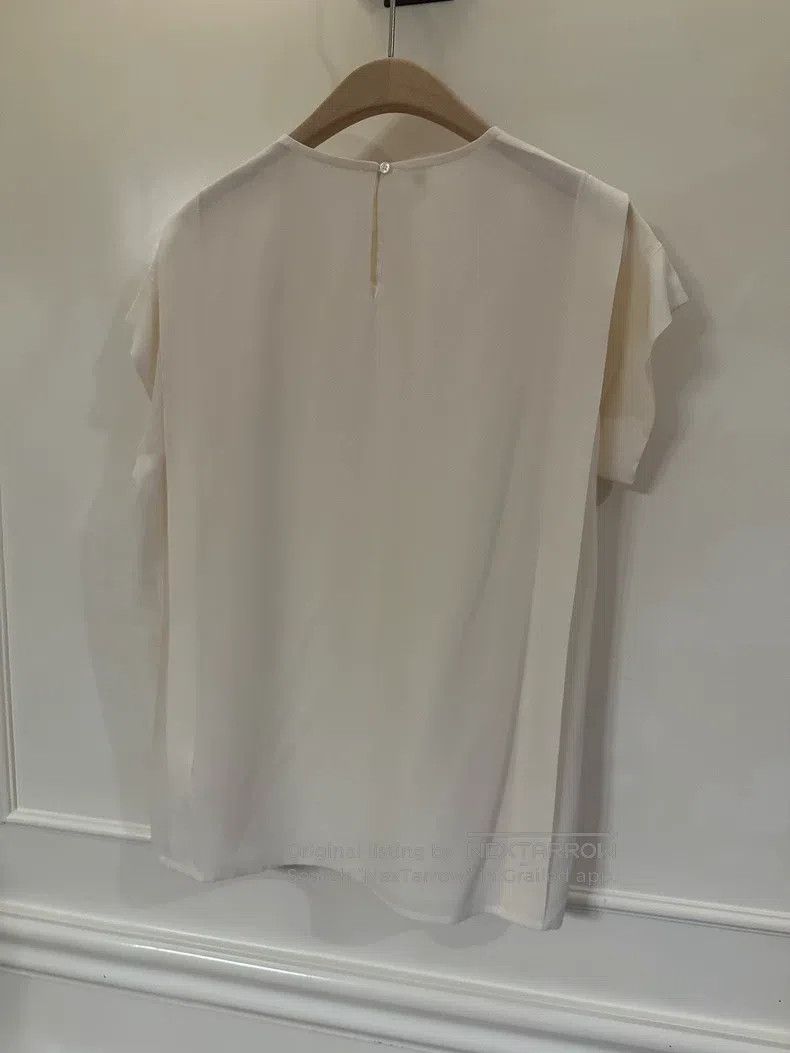 Hermes Hermes White Mulberry Silk Short Sleeve Top Size XS / US 0-2 / IT 36-38 - 5 Thumbnail