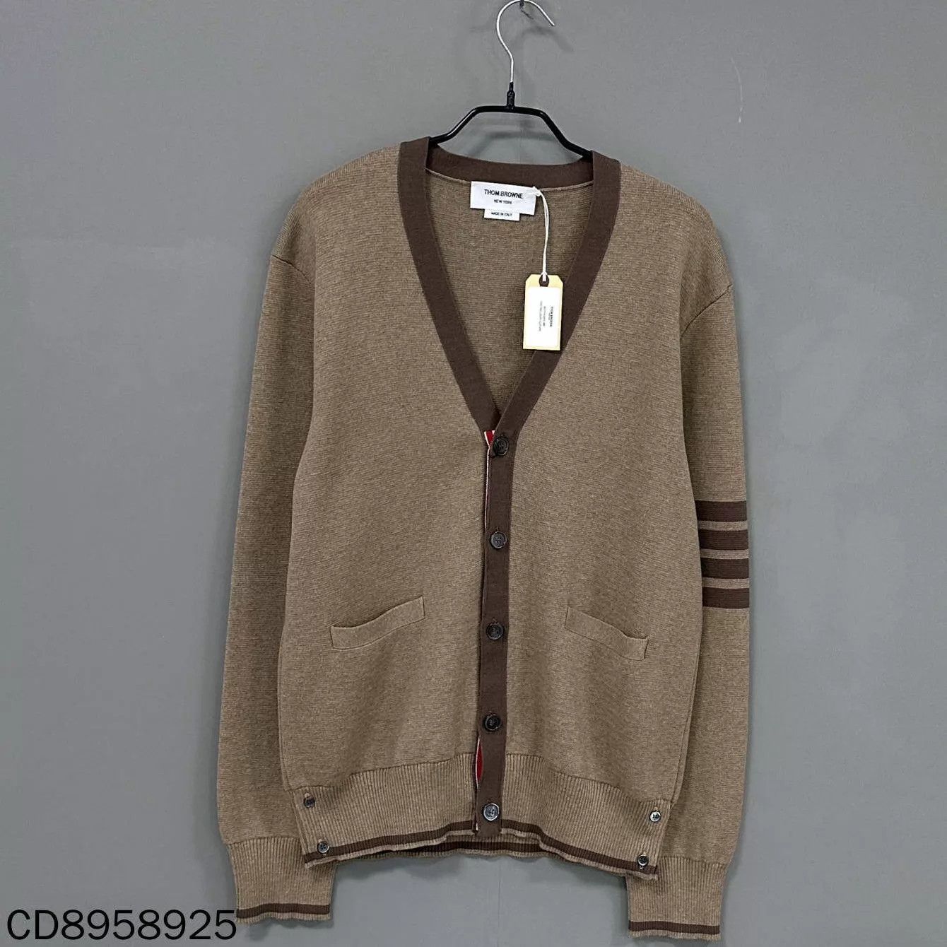 Thom Browne Thom Browne Linen Brown Stripe Knit Cardigan Size 3 Size US L / EU 52-54 / 3 - 1 Thumbnail