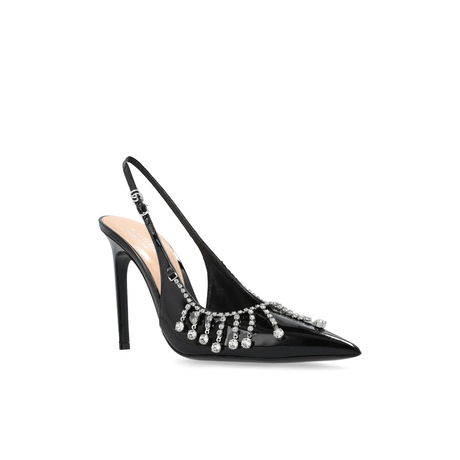 Gucci GUCCI Interlocking G With Crystals Black Patent Leather Pump Size US 9 / IT 39 - 3 Thumbnail