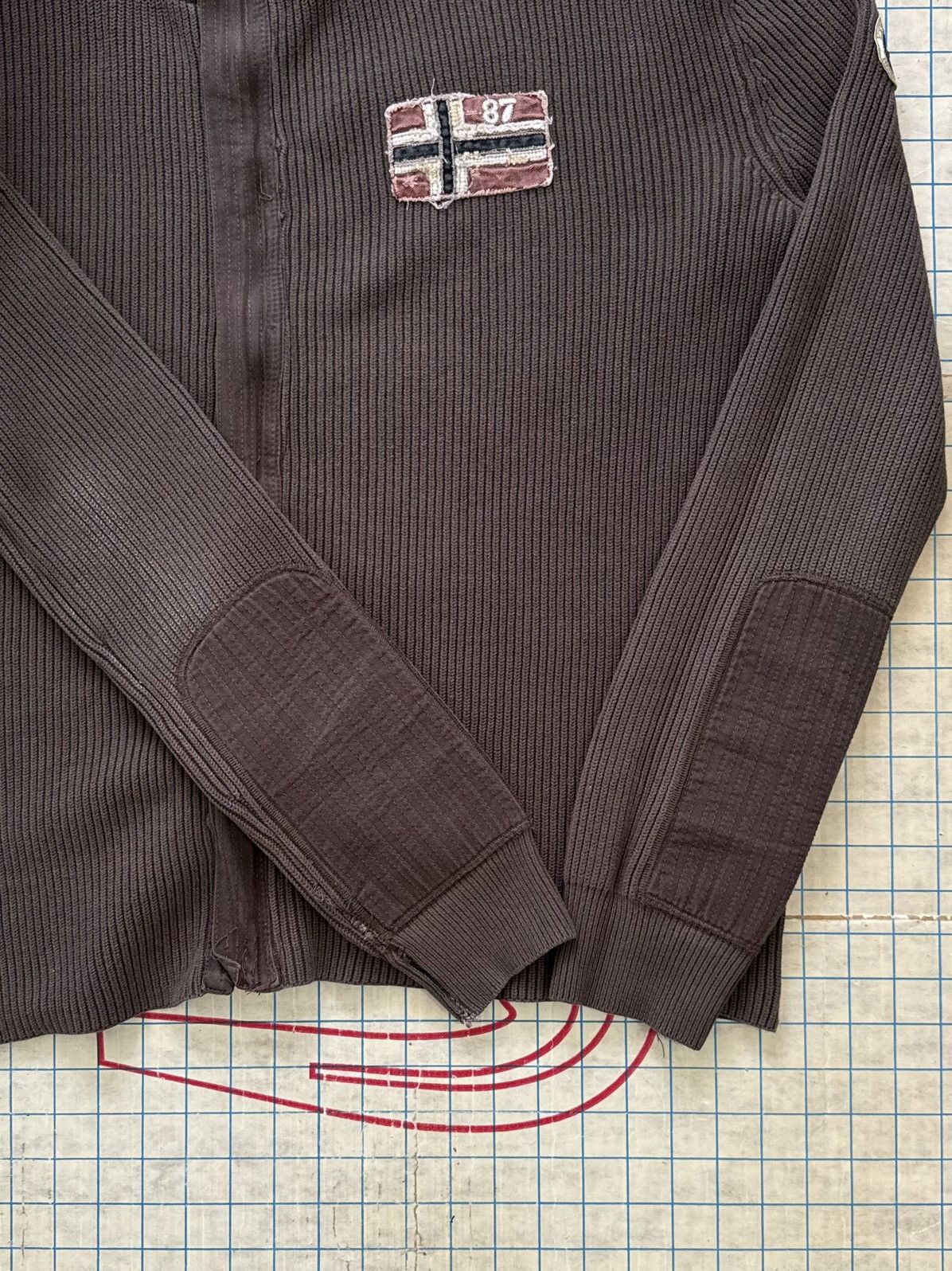 Napapijri Napapjiri Brown Full Zip Ribbed Knit Sweater Size XL Size US XL / EU 56 / 4 - 3 Thumbnail