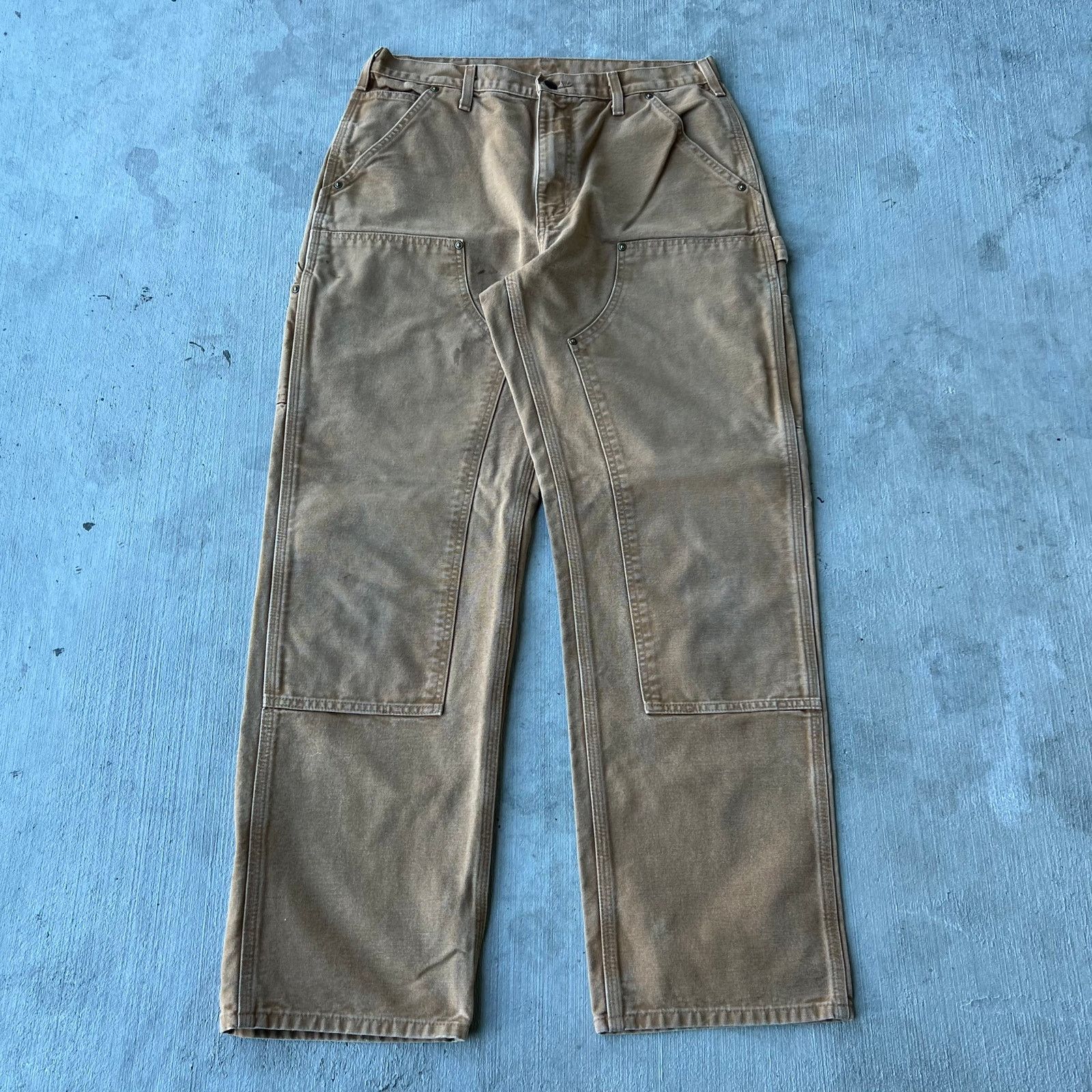 Carhartt × Vintage Vintage Y2K Carhartt brown double knee work carpenter pants Size US 31 - 1 Thumbnail