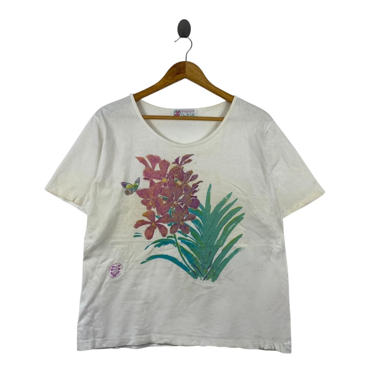 Vintage Vintage 90’ SINGAPORE ORCHIC Design Flower Tee Shirt Size XL / US 12-14 / IT 48-50 - 1 Thumbnail