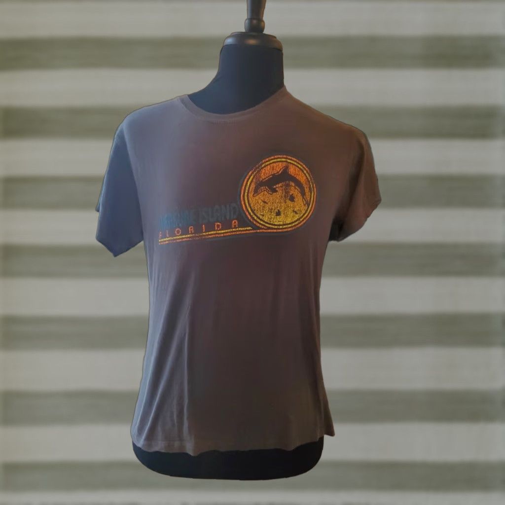 Vintage Surf Style Treasure Island Florida Logo Shirt Medium M Gray Cotton Short Sleeve Crew Neck Men T-Shirt Logo Florida Vintage No Shirt Size US M / EU 48-50 / 2 - 1 Thumbnail