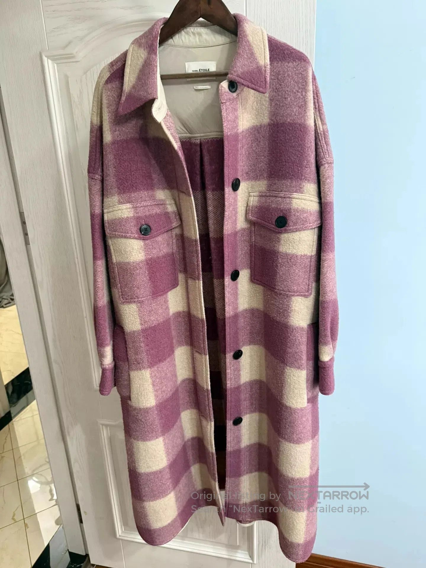 Isabel Marant Etoile Pink Checkered Long Coat Size XS. Size US XS / EU 42 / 0 - 2 Thumbnail