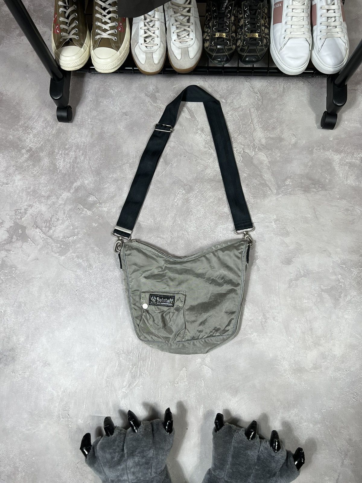 Vintage Belstaff Silver Nylon Bag