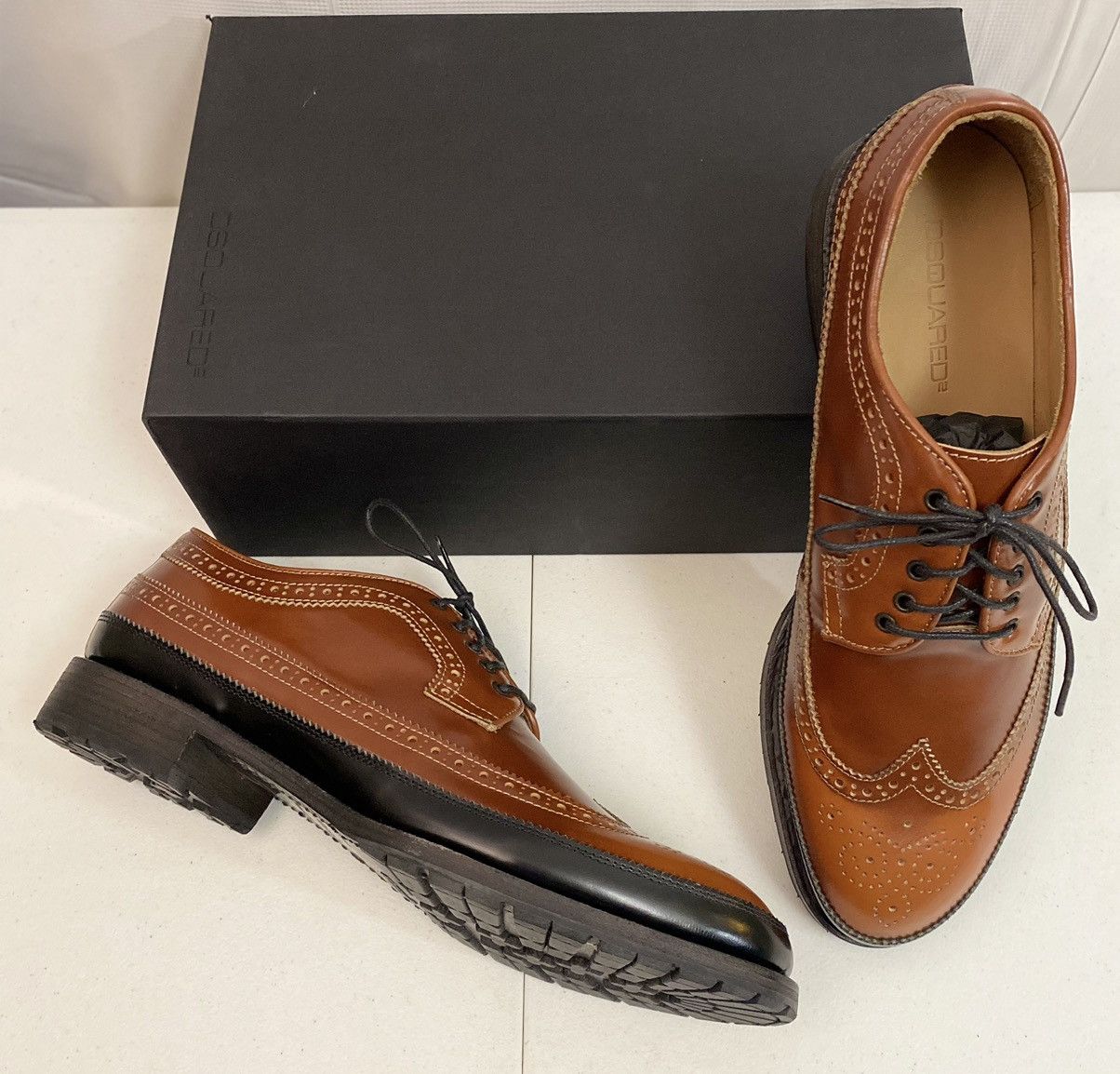Dsquared2 Dsquared2 🇮🇹 Brown Leather Wingtip Mudguard Brogue 11 NEW Size US 11 / EU 44 - 3 Thumbnail