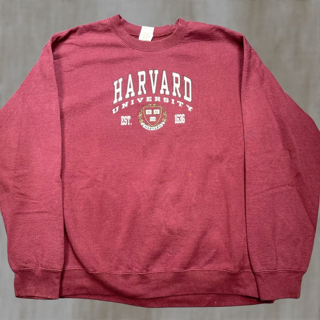 Gildan Harvard University Sweatshirt Mens Medium Red Crest Logo Fleece Gildan Heavy Blend Pullover Crew Neck Long Sleeve Size US M / EU 48-50 / 2 - 1 Thumbnail