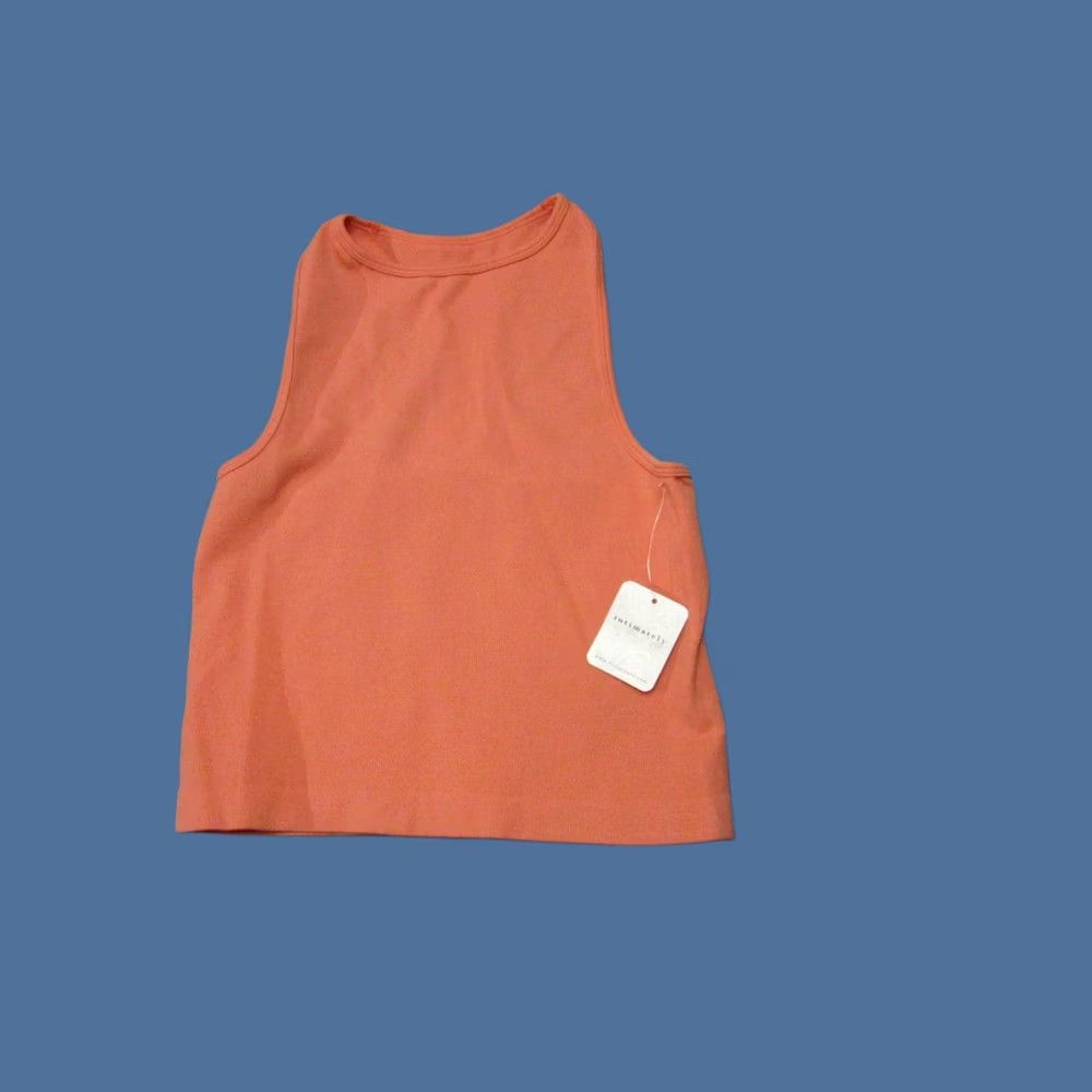 Free People Free People Tank Top Womens XS/S Orange Ribbed High Neck Racerback Crop New Size XS / US 0-2 / IT 36-38 - 1 Thumbnail