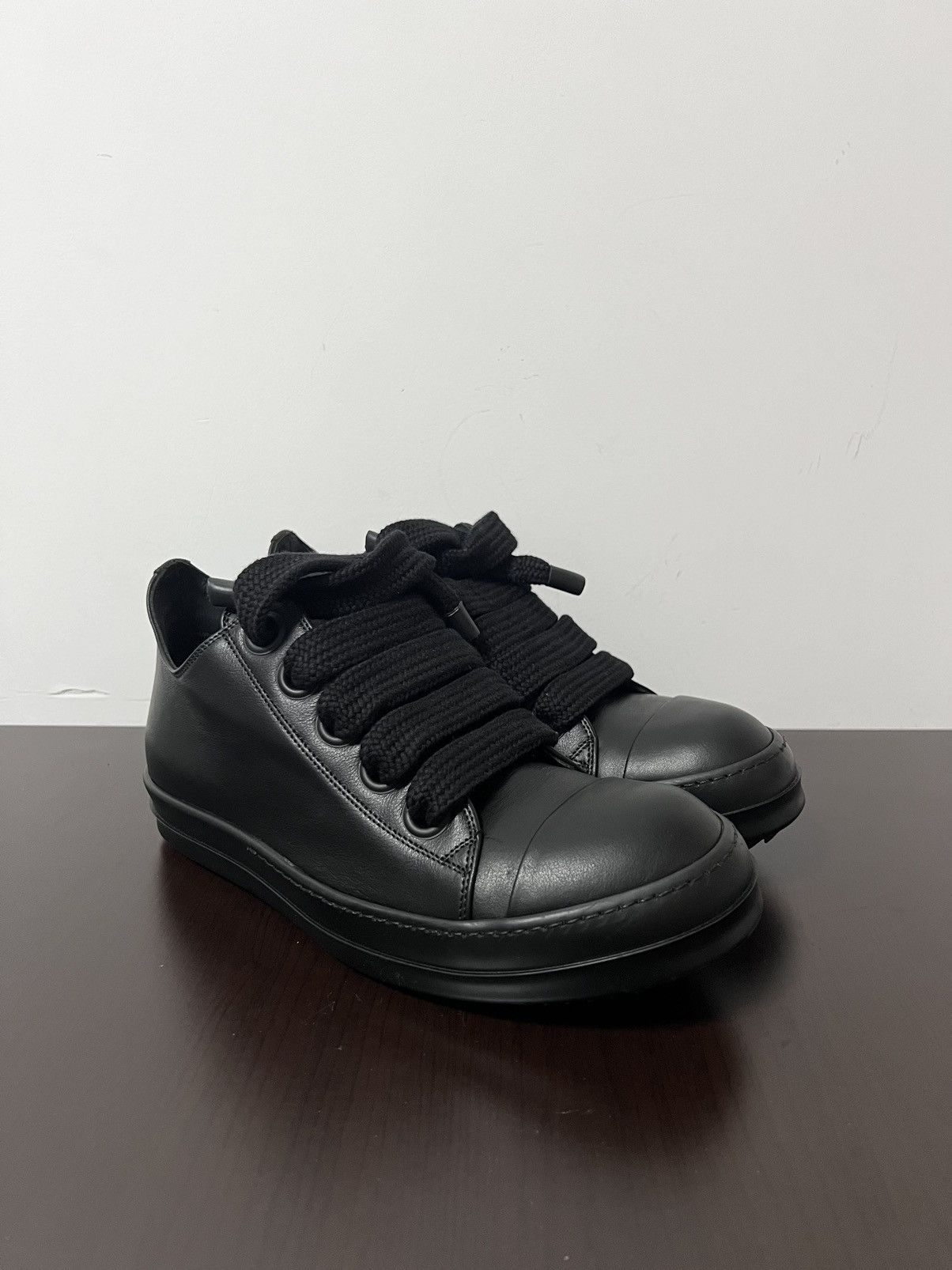Rick Owens Rick Owens Jumbo Laces Ramones Black Low Top Sneakers New 42 Size US 9 / EU 42 - 5 Thumbnail
