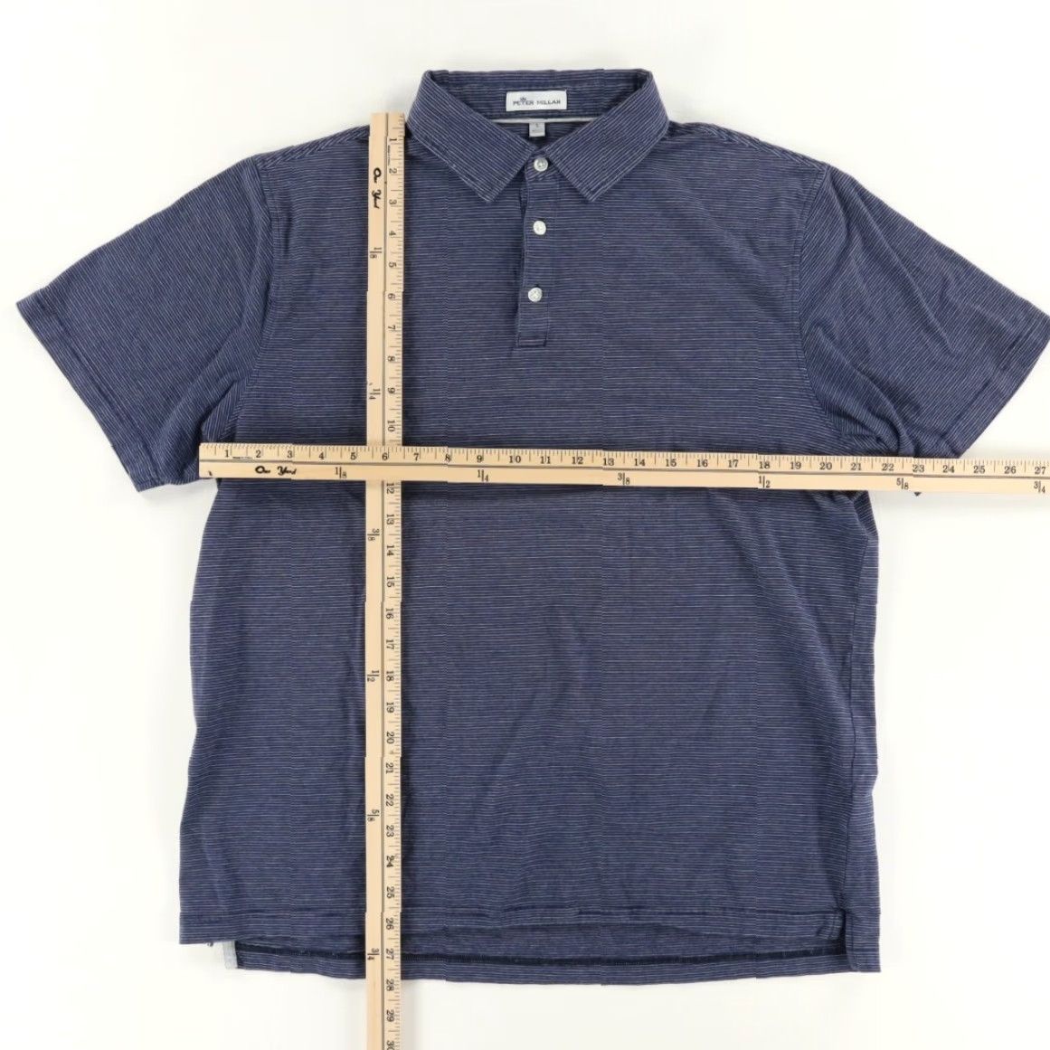 Peter Millar VINTAGE Peter Millar Newport Mini Stretch Striped Polo Shirt Navy Blue Men L Size US L / EU 52-54 / 3 - 3 Thumbnail