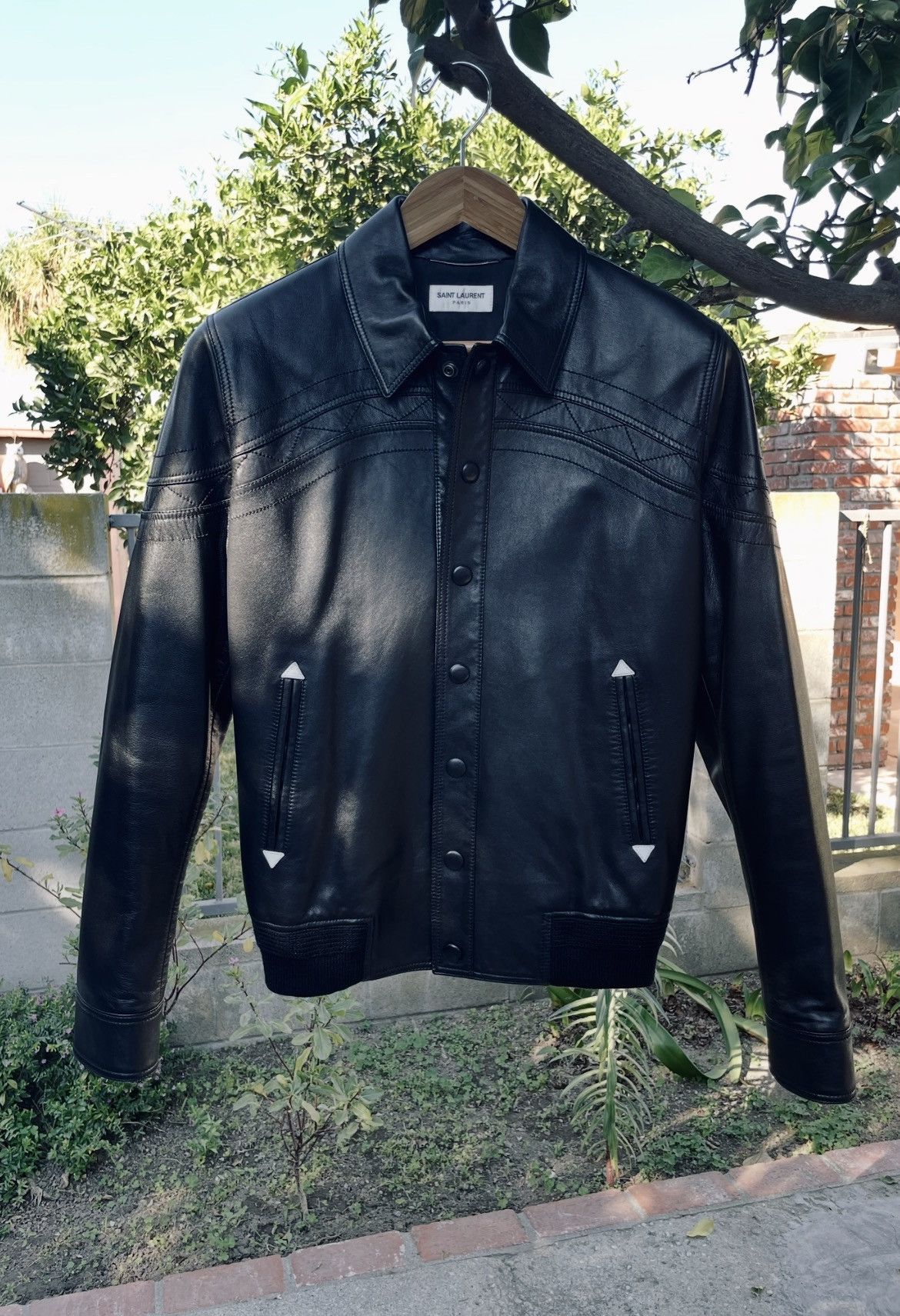 Saint Laurent Paris Saint Laurent Paris Western Lamb Leather Bomber Jacket Black Size US S / EU 44-46 / 1 - 1 Thumbnail