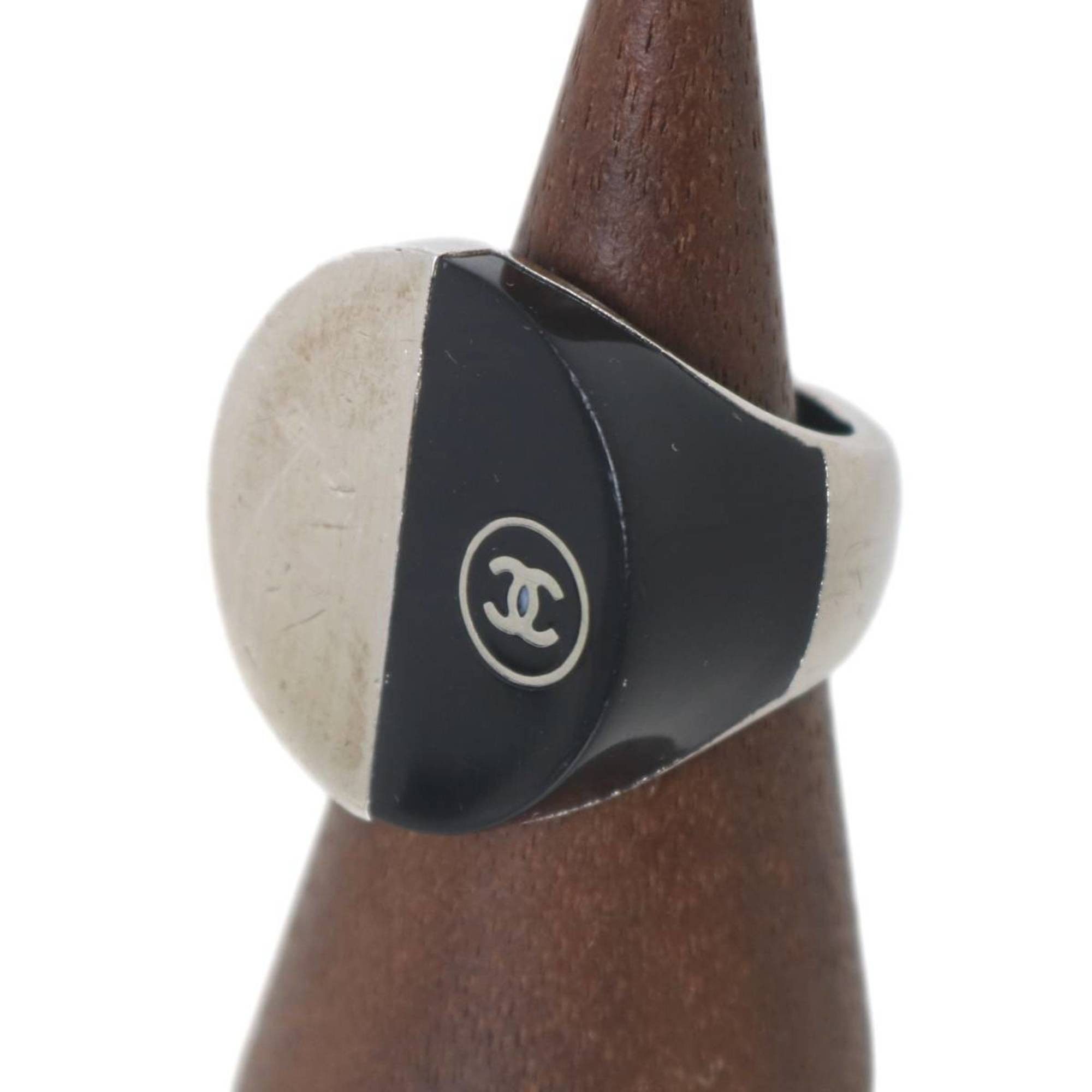 Chanel CHANEL Coco Mark Bicolor Ring Size 13 Black x Silver Total weight: approx. 18.9g ES Size ONE SIZE - 1 Thumbnail