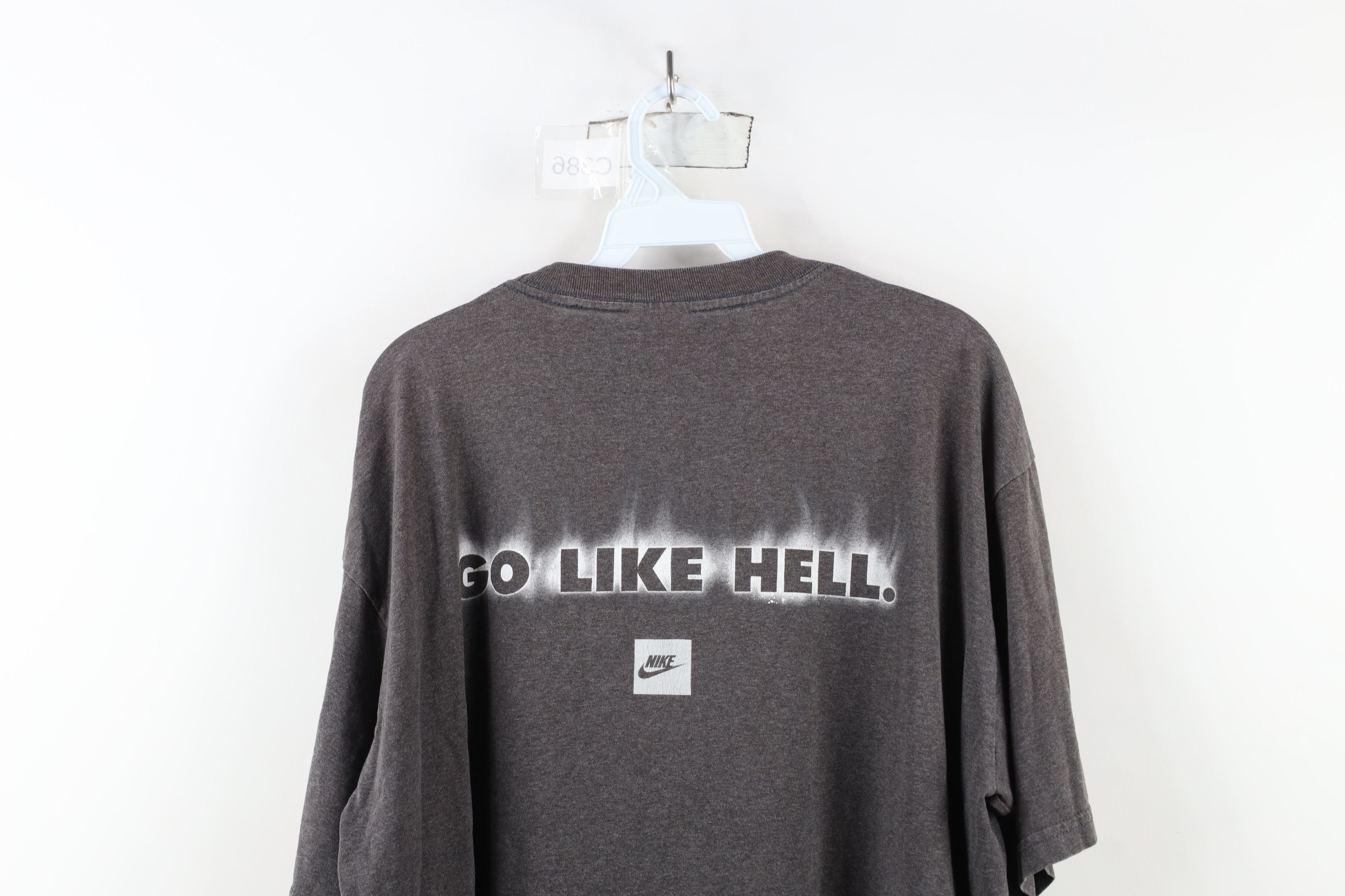 Nike × Vintage Vintage 90s Y2K Nike Center Swoosh Short Sleeve T-Shirt Size US XXL / EU 58 / 5 - 12 Thumbnail