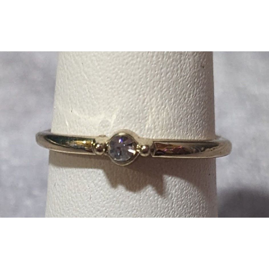 Other Minimalist Gold Tone Clear Single Gemmed Ring Size 6 3/4 Size ONE SIZE - 6 Thumbnail