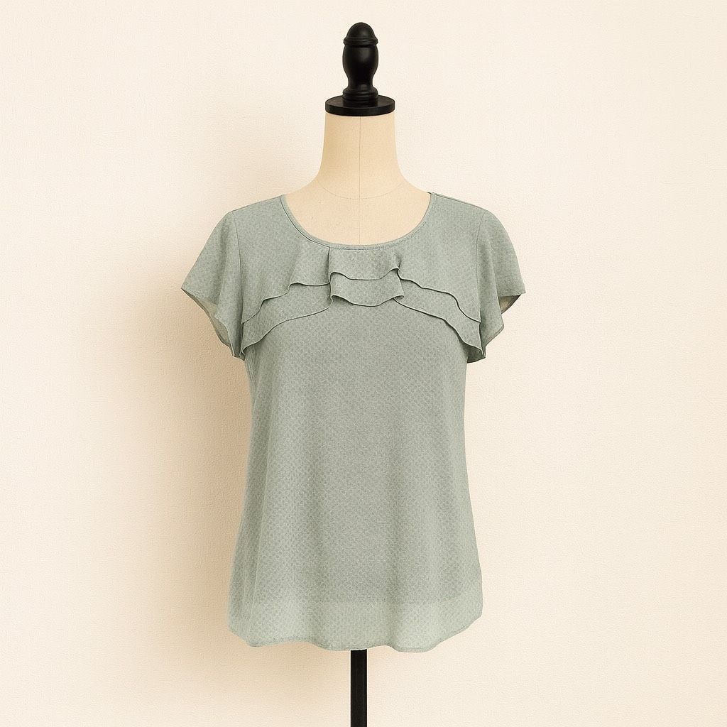 Loft Ann Taylor LOFT Women’s Size S Semi-Sheer Ruffle Blouse Shor Size S / US 4 / IT 40 - 1 Thumbnail