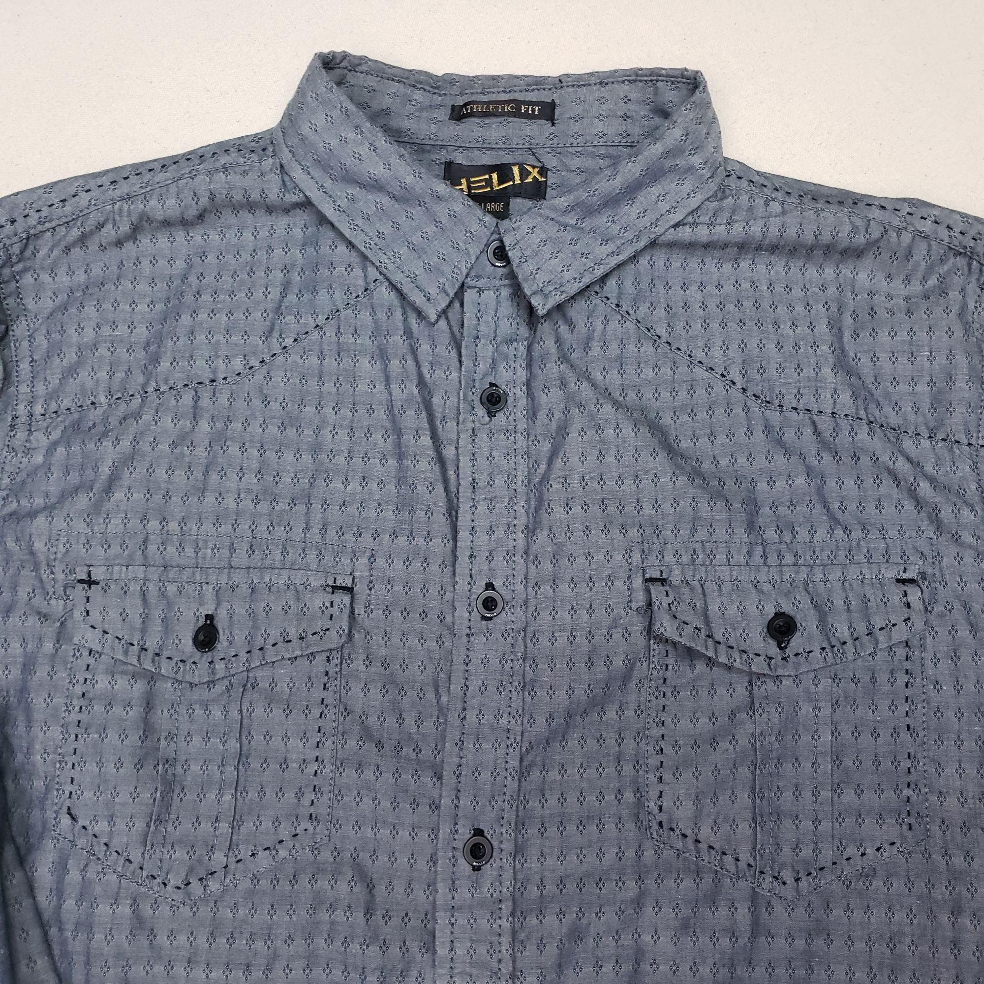 Helix Helix Men's Long Sleeve Button Down Gray Houndstooth Shirt Size US XL / EU 56 / 4 - 3 Thumbnail