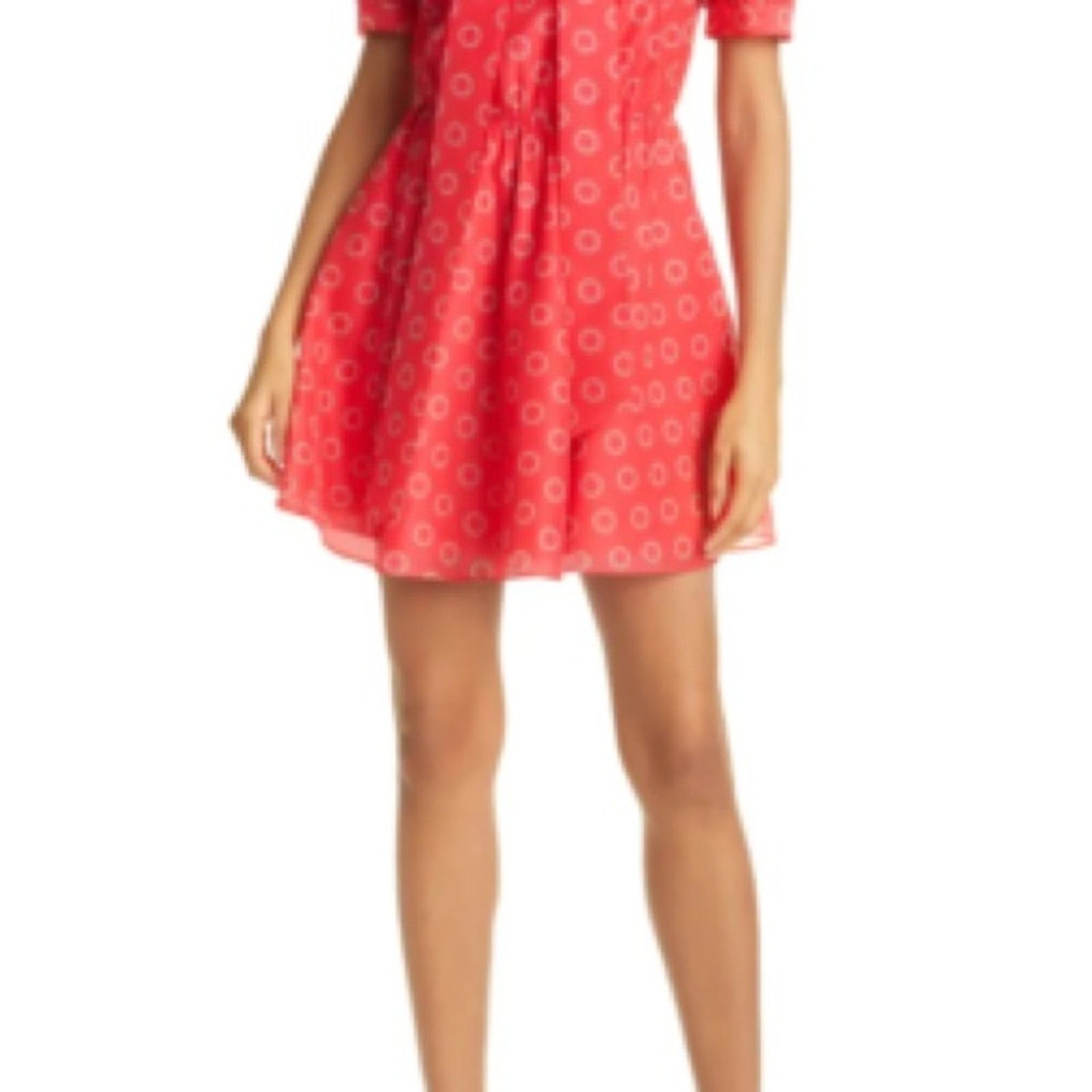 Ted Baker Ted Baker London Silk Red Puff Sleeve Mini Dress w Tie Neck Size M / US 6-8 / IT 42-44 - 10 Thumbnail