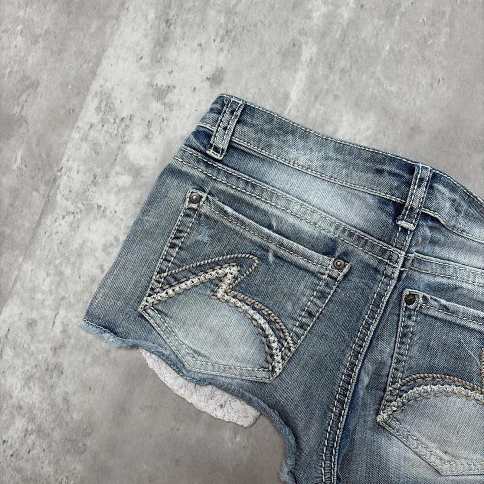 Other Y2K Light Wash Vanilla Star Grunge Gothic Mini Denim Shorts Size 30" / US 8 / IT 44 - 4 Thumbnail