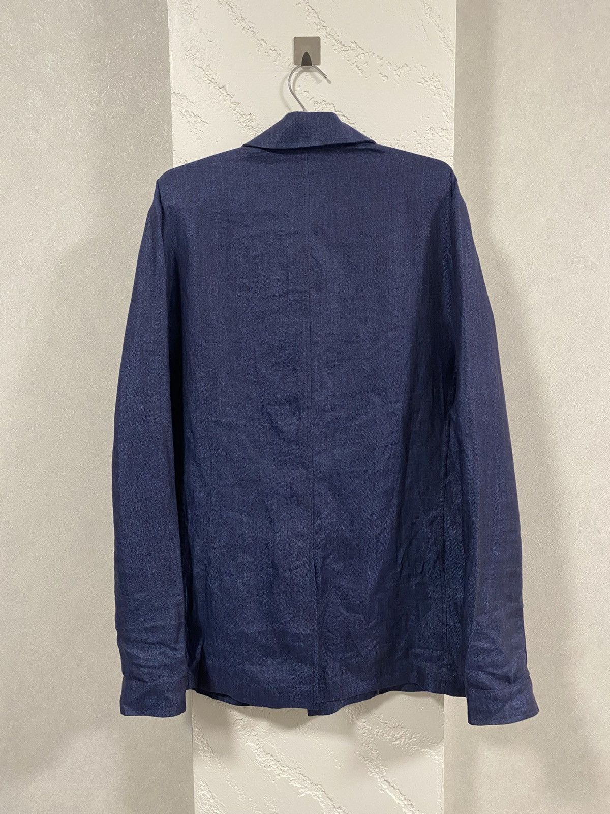 Luigi Borrelli Luigi Borelli Napoli Blue Linen Light Coat Jacket Size: 54 Size US L / EU 52-54 / 3 - 12 Thumbnail