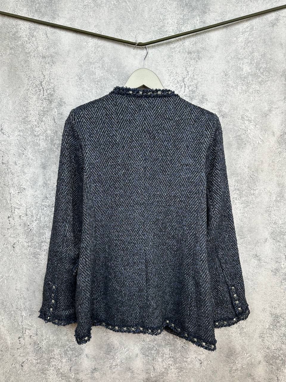 Other IQ+ Berlin Herringbone Tweed Jacket Coat Wool Fringe Trim Size M / US 6-8 / IT 42-44 - 2 Thumbnail