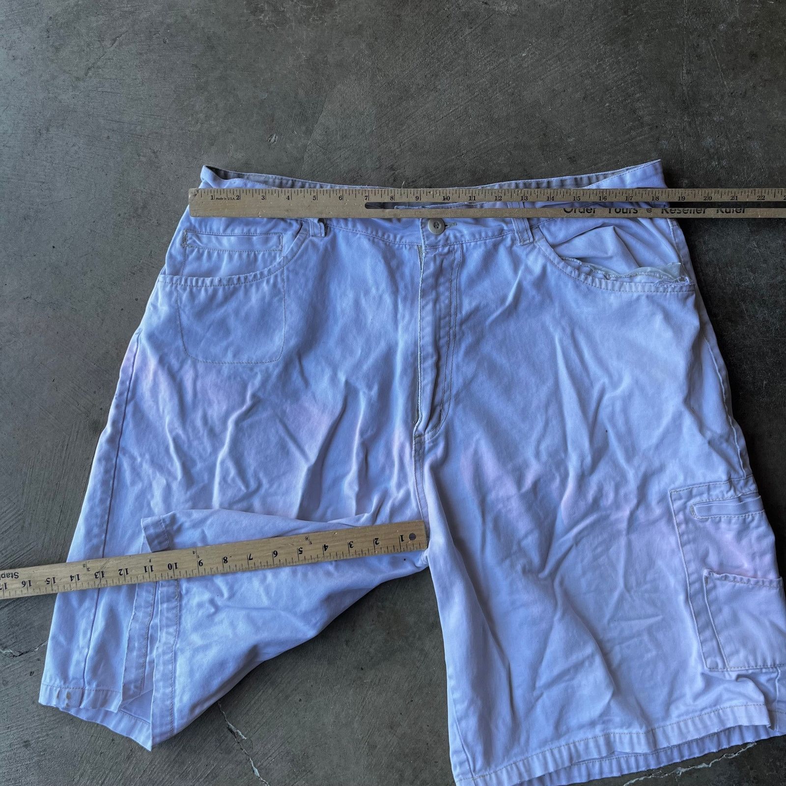 Vintage VINTAGE RESULT SHORTS Y2K CARGO WHITE BAGGY SUMMER FITS 37 Size US 37 - 5 Thumbnail