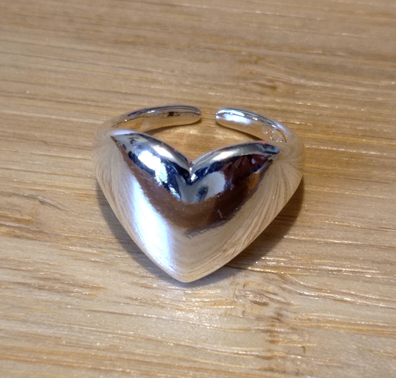Designer × Vintage Punk Mirror Shine Heart Shape 925 Silver Ring Unique Rave Size ONE SIZE - 5 Thumbnail