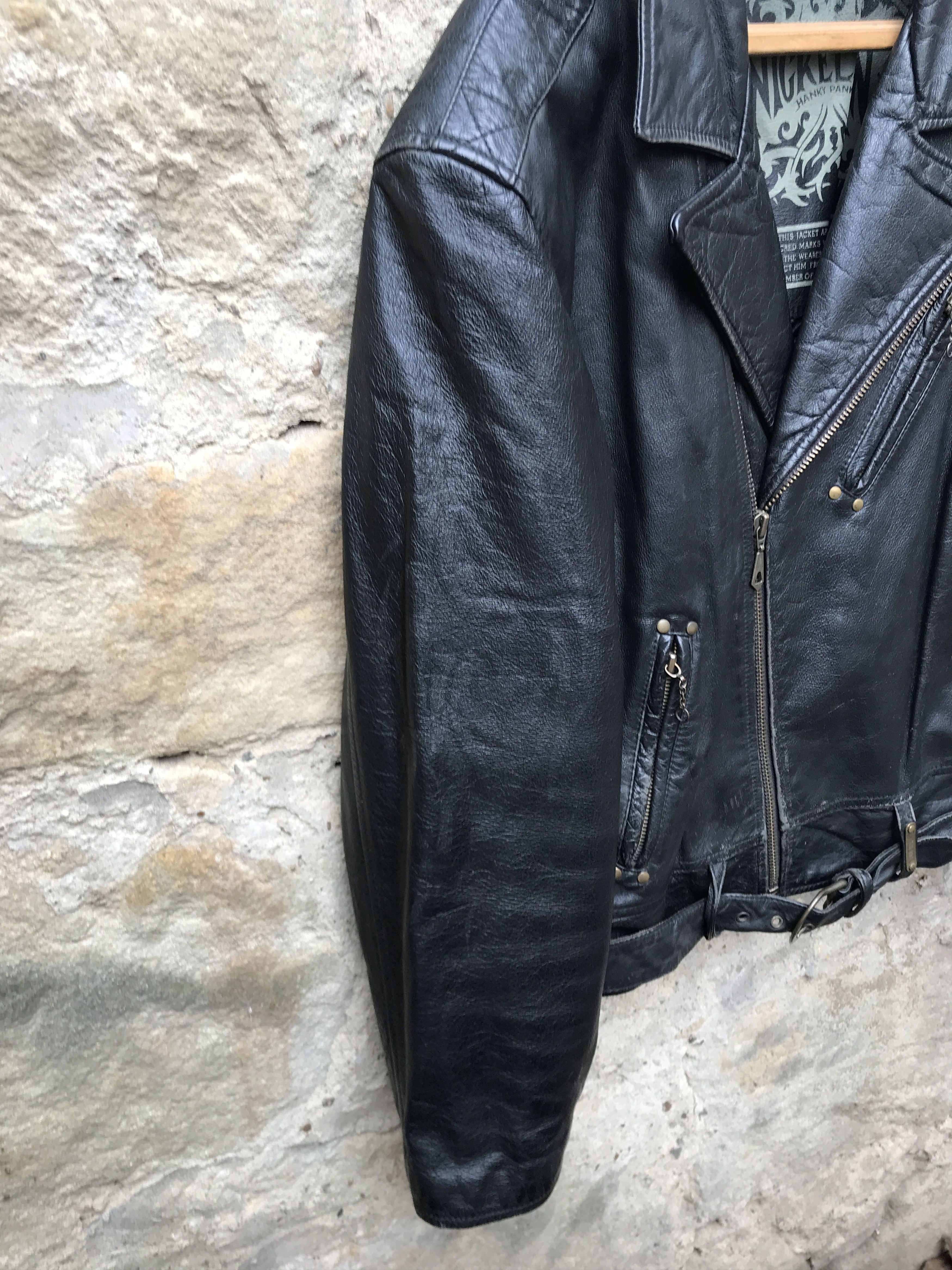 Genuine Leather Vintage 90s Leather Biker Jacket Tribal tattoo's Nickelson Size US L / EU 52-54 / 3 - 6 Thumbnail