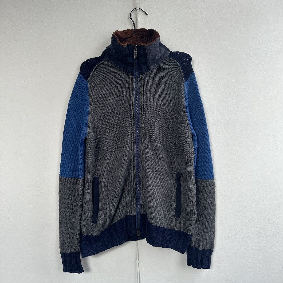 Iceberg Iceberg jeans vintage zip sweater patchwork hand knit Size US L / EU 52-54 / 3 - 13 Thumbnail