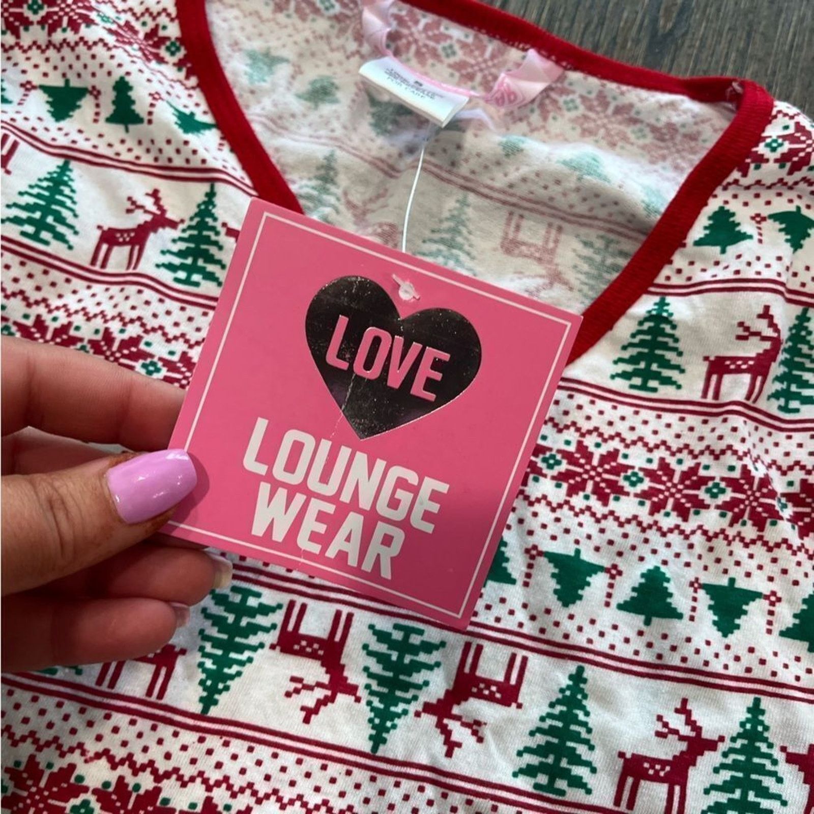 Vintage NWT Love Loungewear Sutton Christmas Long Sleeve PJ Top S Size 27" / US 4 / IT 40 - 2 Thumbnail