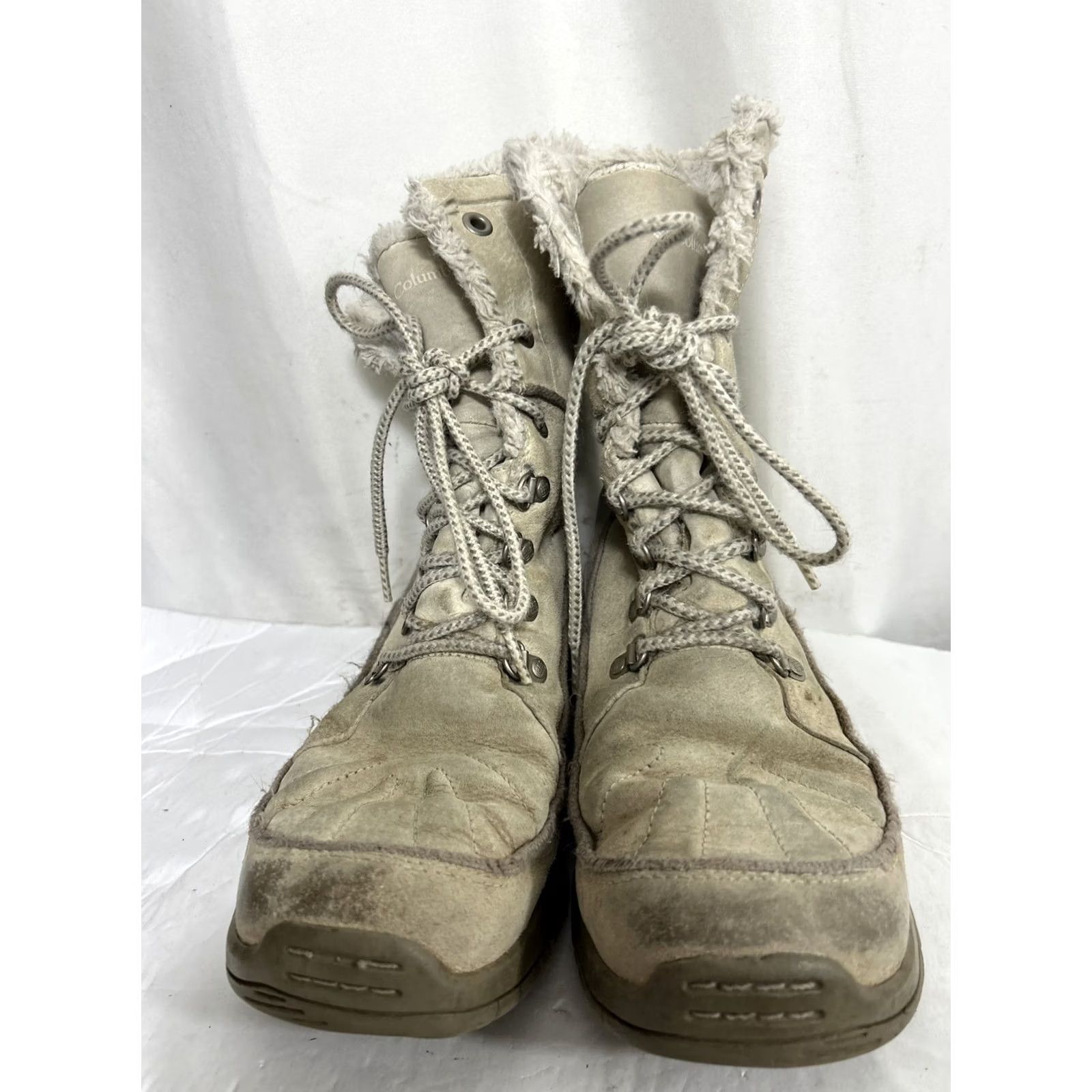 Vintage Columbia Women's Lavela II Suede Waterproof Winter Boots Thinsulate Ivory, Size US 9 / UK 7, Round Toe, Lace Up, Casual, Boot, M Width, Winter, Women Size US 7 / IT 37 - 5 Thumbnail