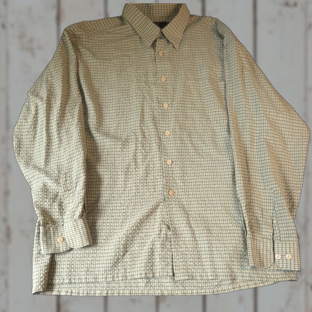 BUGATCHI Ralph Lauren Stretch Long Sleeve Button Down Men's 3XLT Blue Geometric Cotton Size US XXL / EU 58 / 5 - 1 Thumbnail