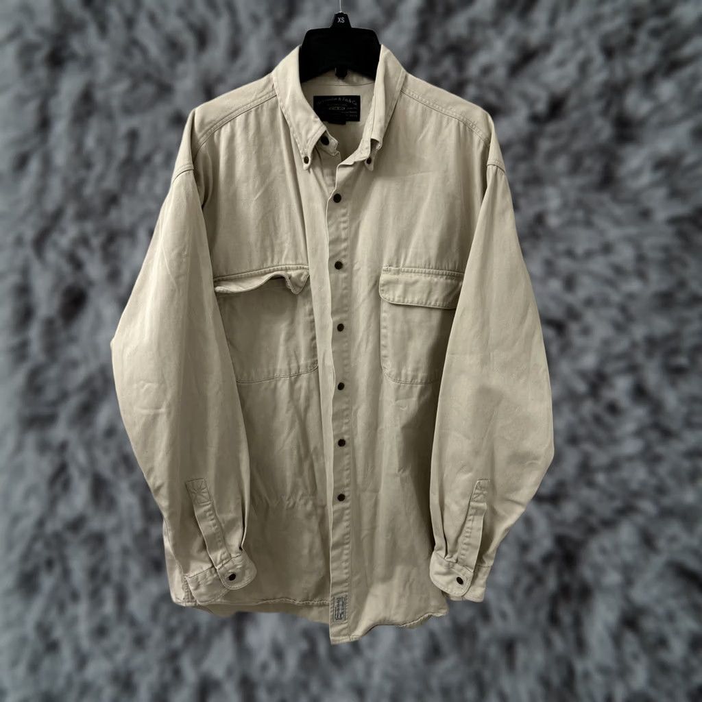 Abercrombie & Fitch VINTAGE Abercrombie & Fitch Field Shirt Mens L Tan Heavy Cotton Twill Button Down Size US L / EU 52-54 / 3 - 1 Thumbnail