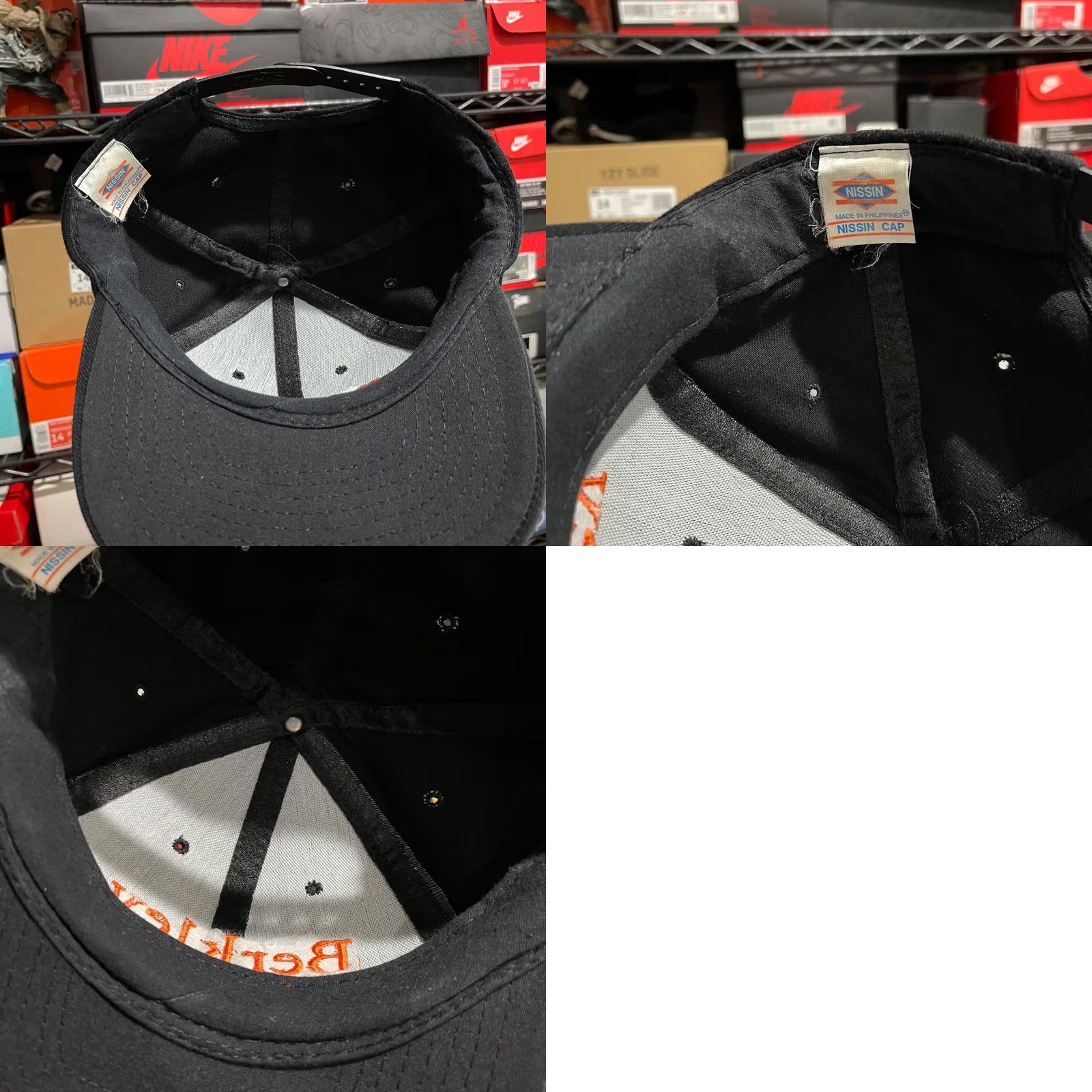 Vintage Nissin Berkley Hat Cap Black Adult Snap Back Adjustable Script Mens Vintage Baseball Cap Mens Size ONE SIZE - 8 Thumbnail
