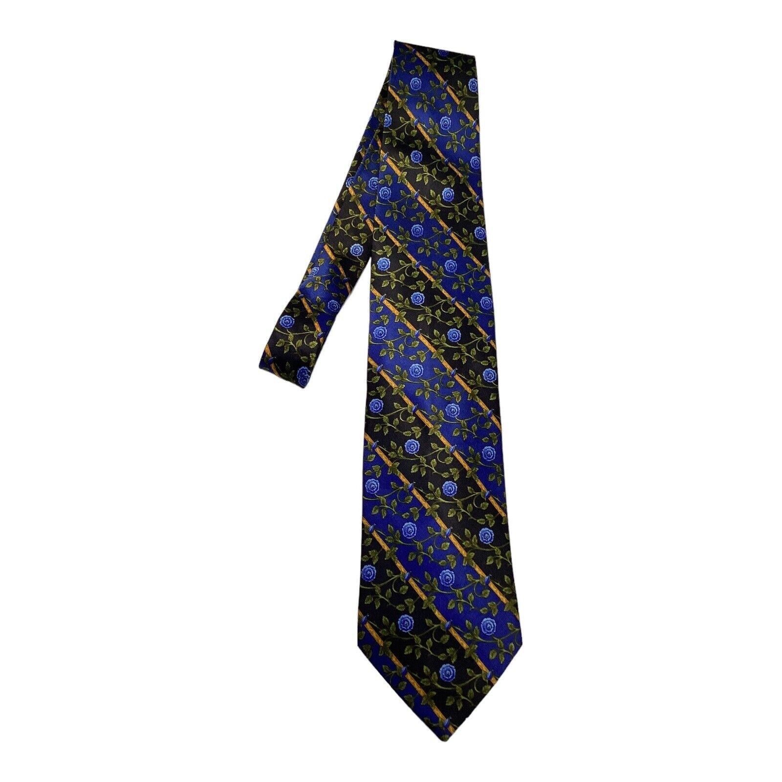 Altea ALTEA MILANO Blue Flower Print Luxury Designer Silk Tie Made Size ONE SIZE - 6 Thumbnail