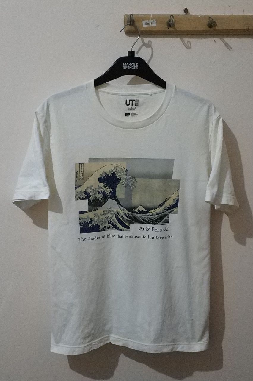 Japanese Brand × Uniqlo × Vintage Vintage Uniqlo Hokusai Blue Tee T-Shirt Large Excellent Size US L / EU 52-54 / 3 - 1 Thumbnail