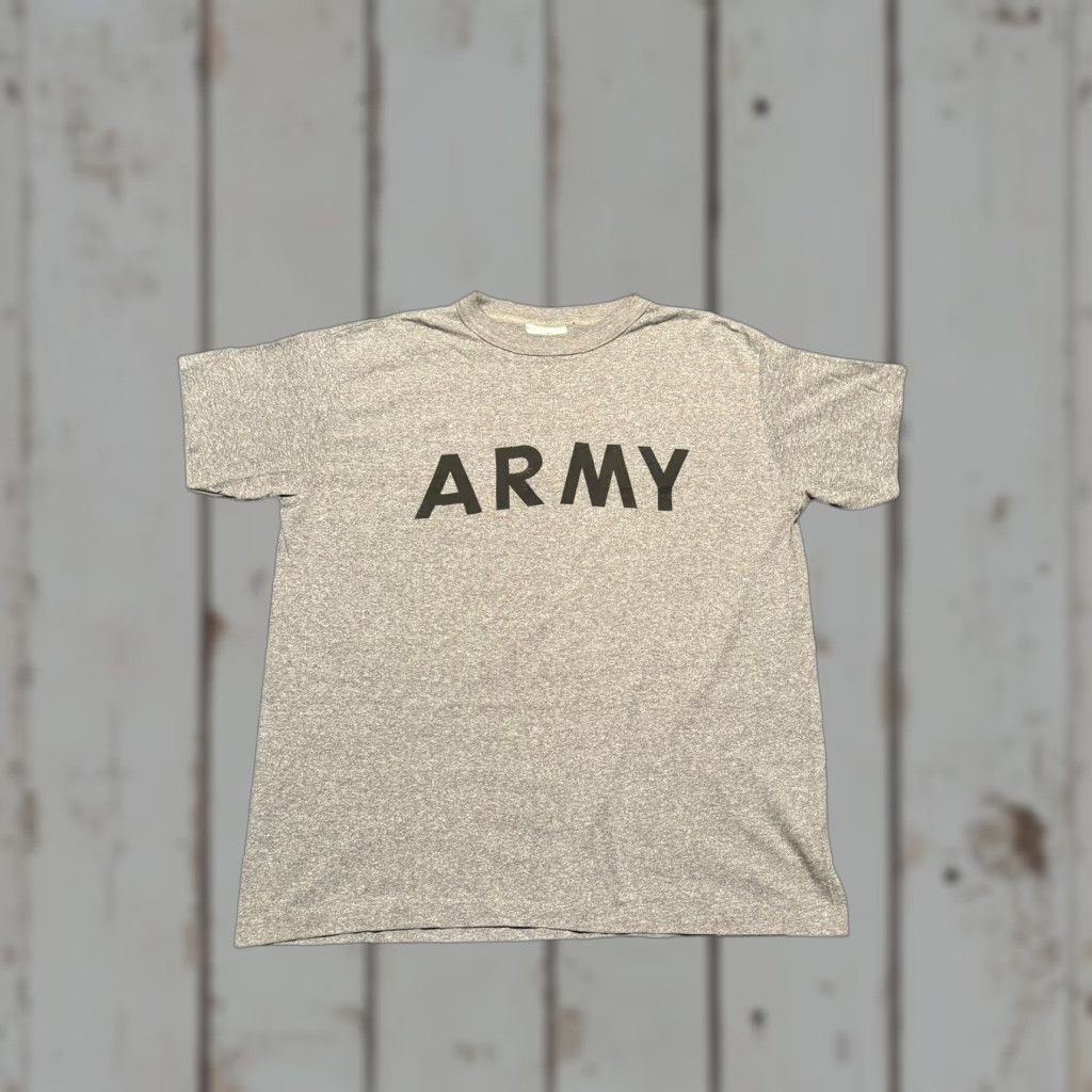 VINTAGE US Army Physical Fitness Uniform T-Shirt Mens Medium Gray Short Sleeve 80s USA Single Stitch