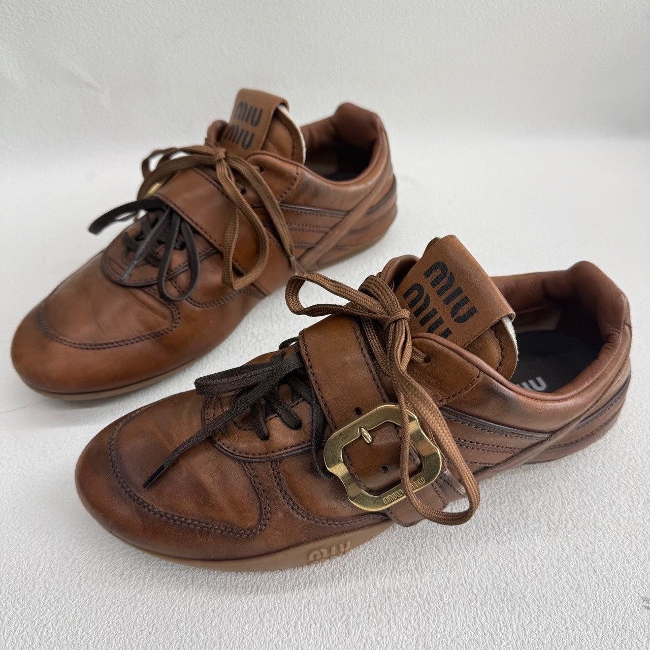 Miu Miu Miu Miu Brown Lowtop Sneakers us_6-5 Women Size US 6.5 / IT 36.5 - 1 Thumbnail
