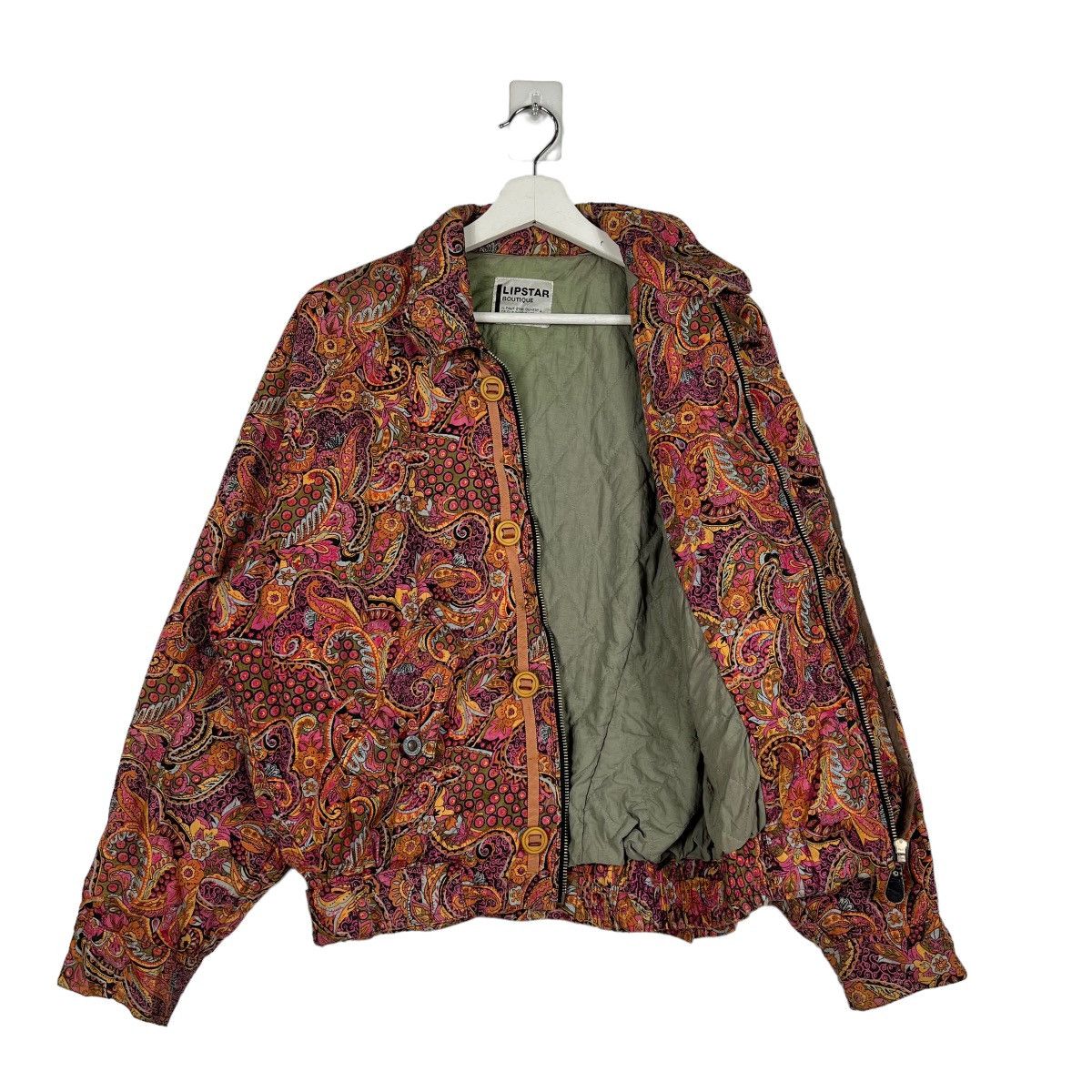 Designer 🔥 VINTAGE 90s LIPSTAR BOUTIQUE PAISLEY BOMBER JACKET Size US M / EU 48-50 / 2 - 9 Thumbnail