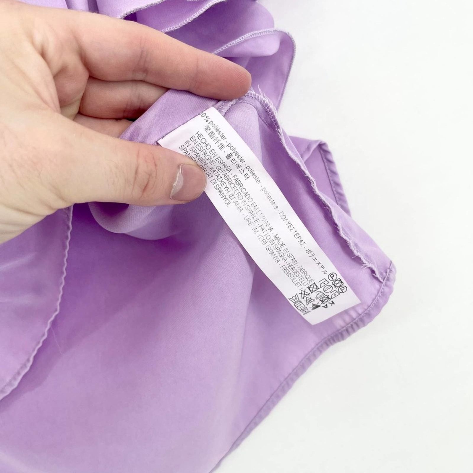 Zara Zara Purple Ruffle Sleeve Cropped Polyester Blouse Sz Small Size S / US 4 / IT 40 - 6 Thumbnail