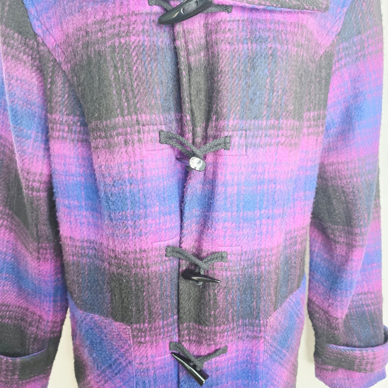 Coldwater Creek Coldwater Creek Purple & Black Plaid Wool Blend Jacket Size XL / US 12-14 / IT 48-50 - 5 Thumbnail
