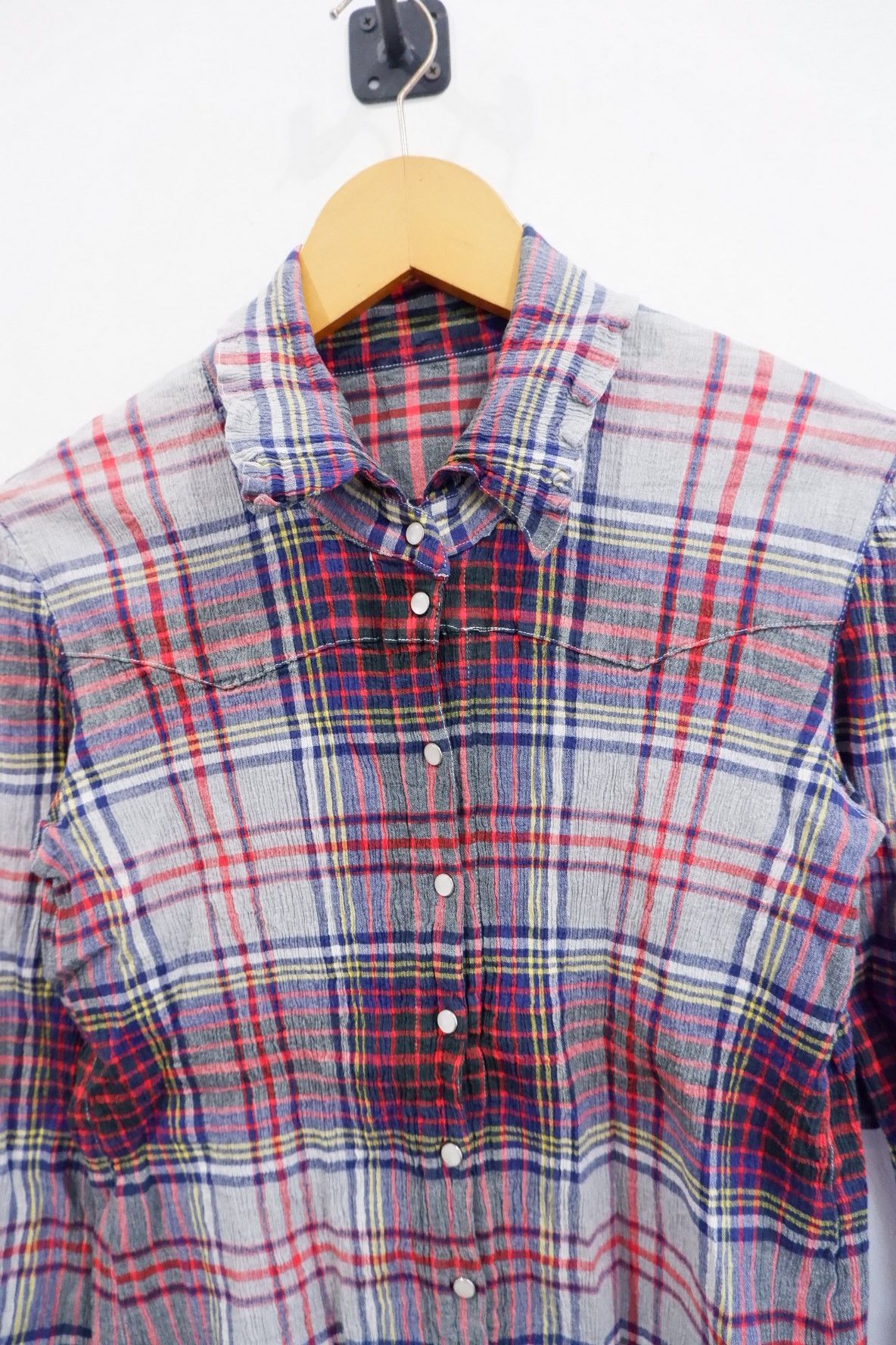 Issey Miyake VTG Tsumori Chisato Pleated Stretch Plaid Button Shirt Size M / US 6-8 / IT 42-44 - 3 Thumbnail