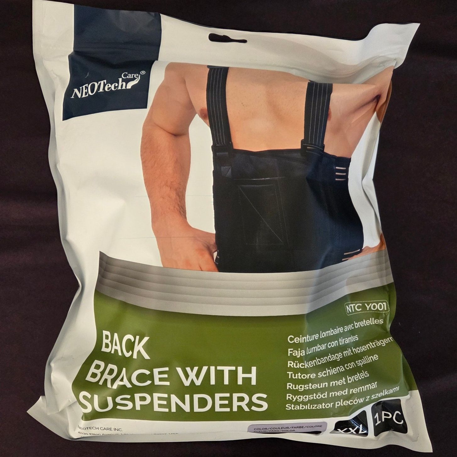 NEOUS NEOTech Black Back Brace with Suspenders - Size XXL Size ONE SIZE - 1 Thumbnail