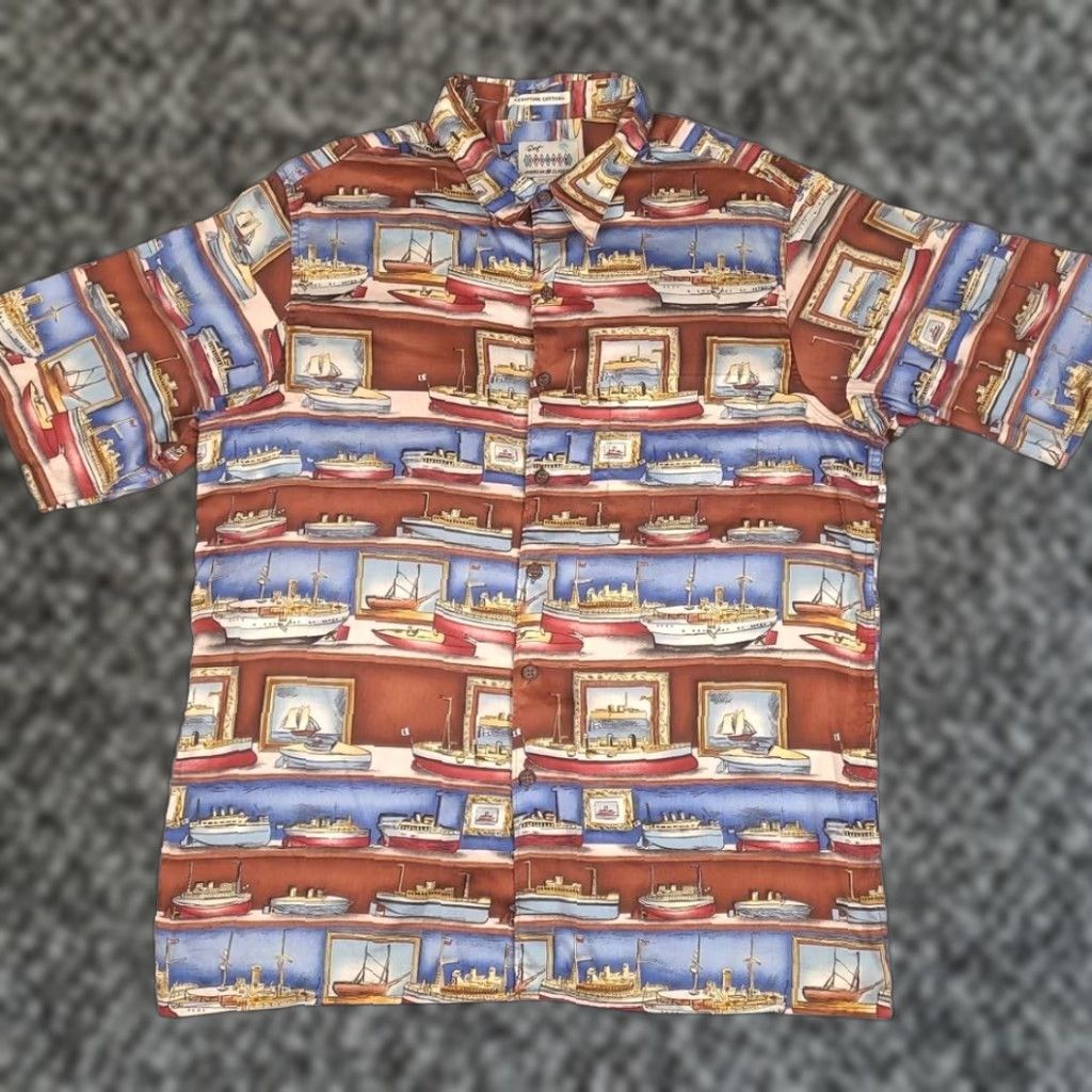 Reyn Spooner Shirt Mens Large Ships American Classics Egyptian Cotton Hawaiian Shirt Mens Large Multicolor Geometric Button-Up Hawaiian Mens