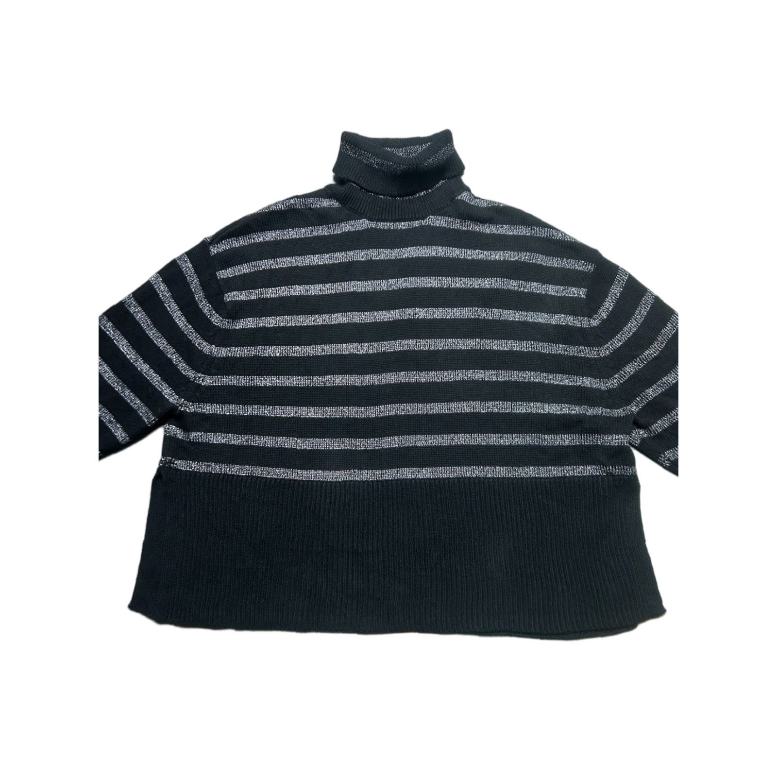 Gap VINTAGE Gap pullover turtleneck sweater cotton knit lurex sparkle black striped Womens L Size L / US 10 / IT 46 - 1 Thumbnail