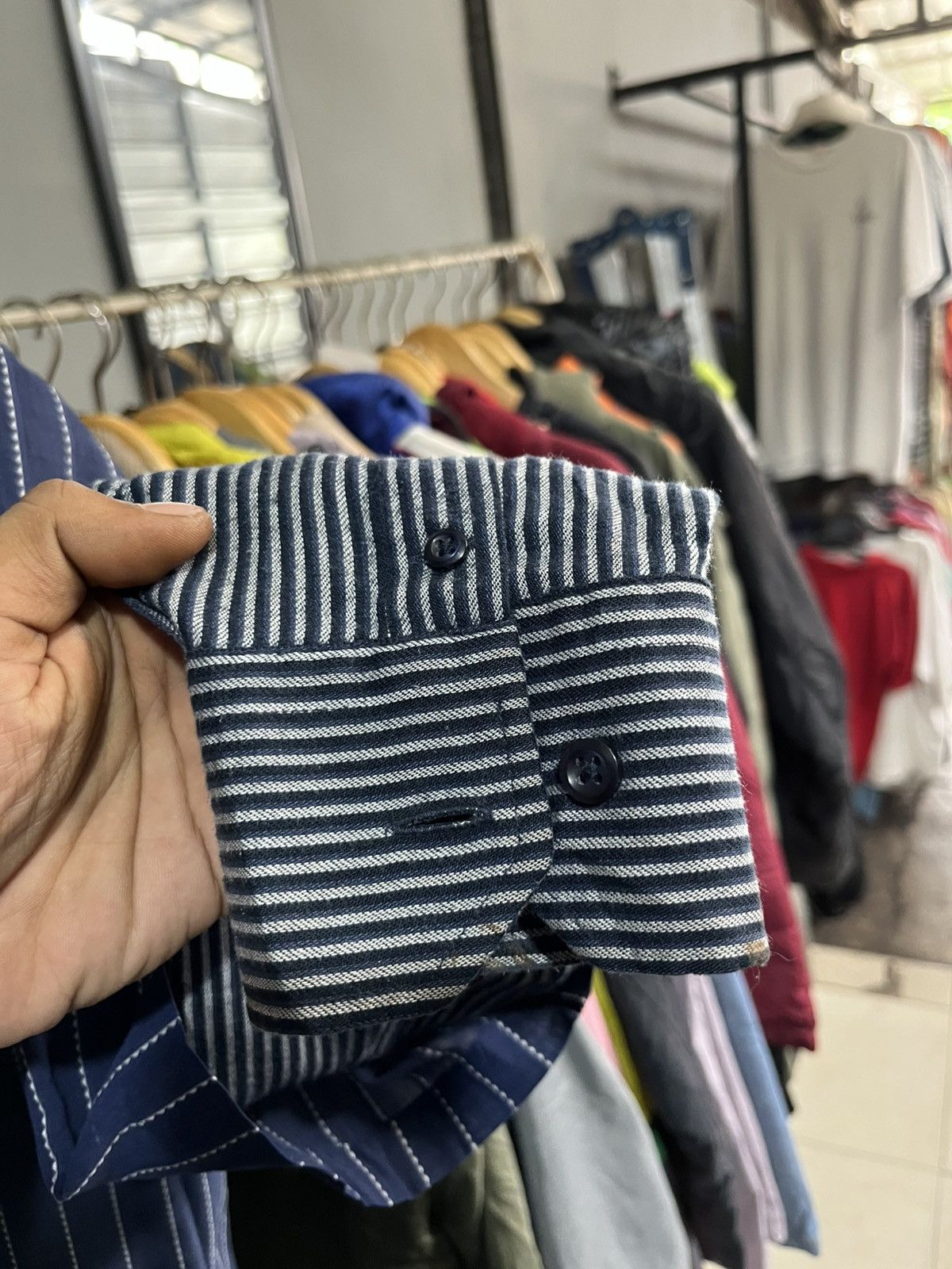 Kansai Yamamoto Kansai yamamoto hybrid striped double layer button shirt Size US M / EU 48-50 / 2 - 6 Thumbnail