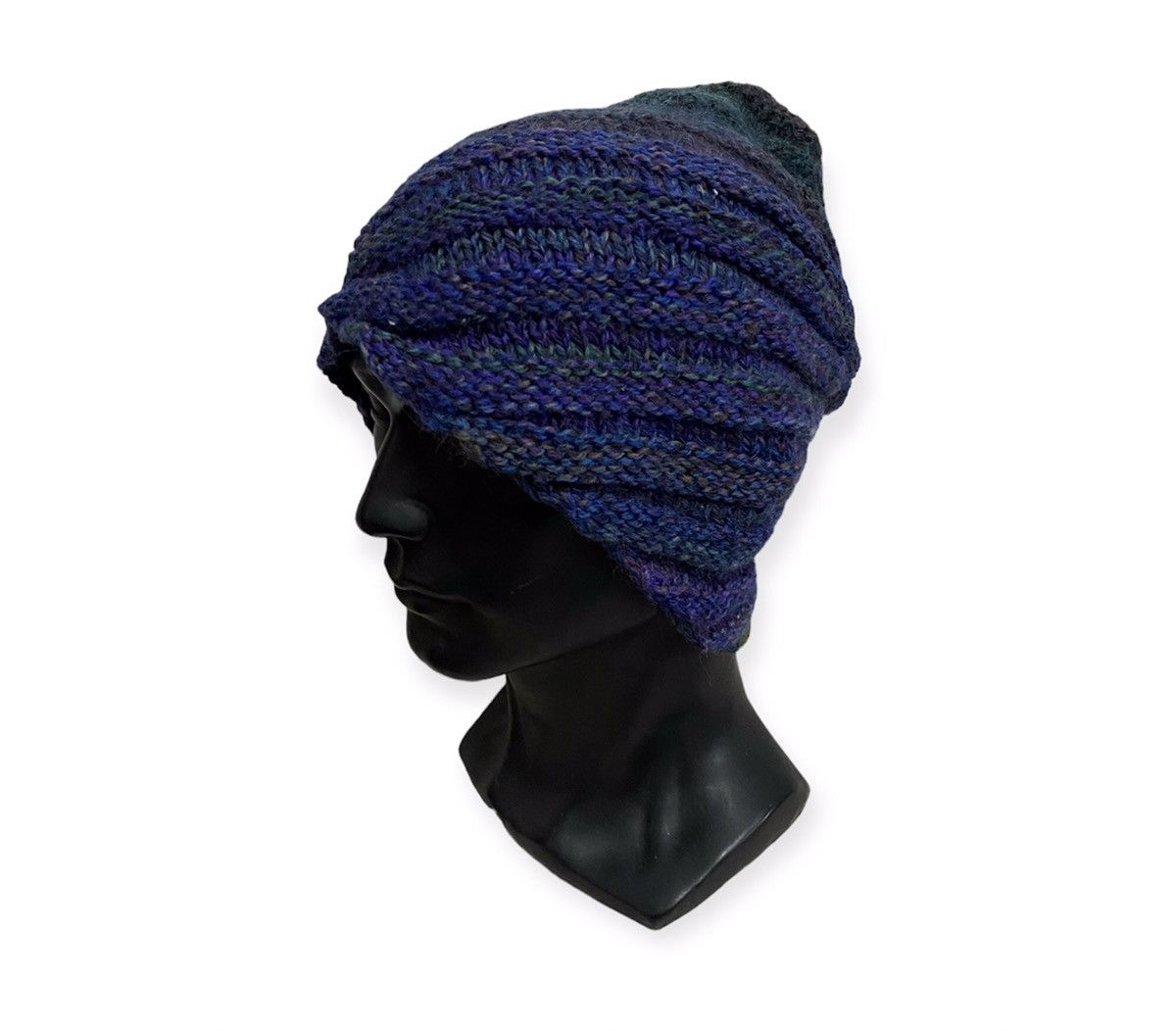 image of Knit Turban Style Beanie Hat in Blue, Men's