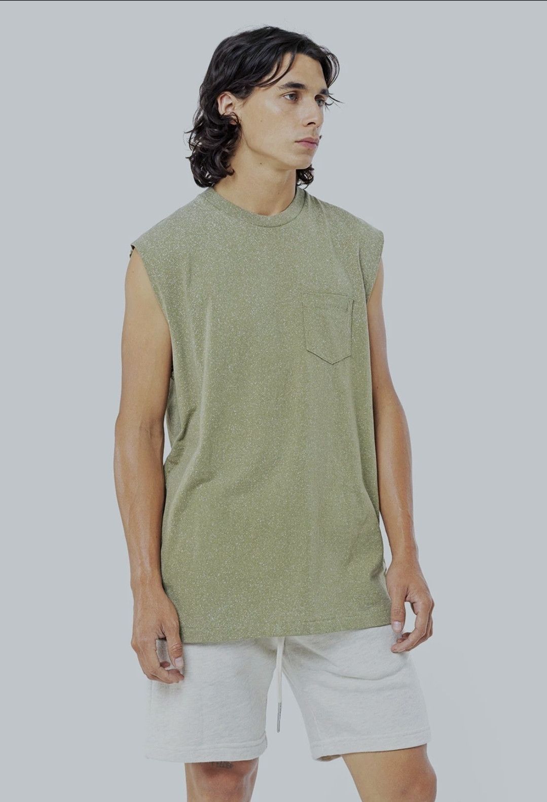 Designer John Elliott Salt Wash Rodeo Pocket Sleeveless Tee Olive L Size US L / EU 52-54 / 3 - 10 Thumbnail