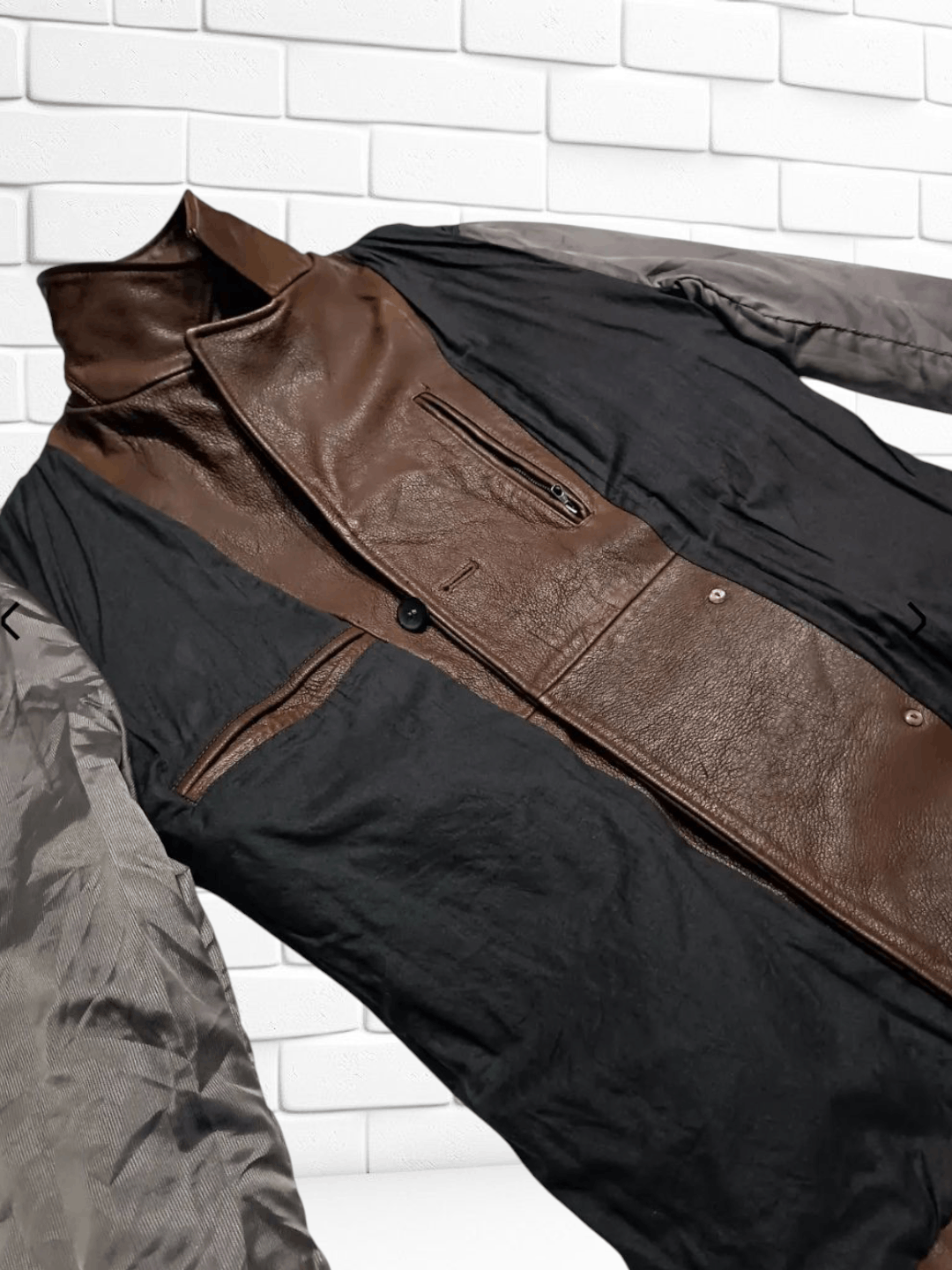 Japanese Brand 💥Rare💥 Leather Jacket Double Breasted Pea Coat Jacket Size US L / EU 52-54 / 3 - 10 Thumbnail