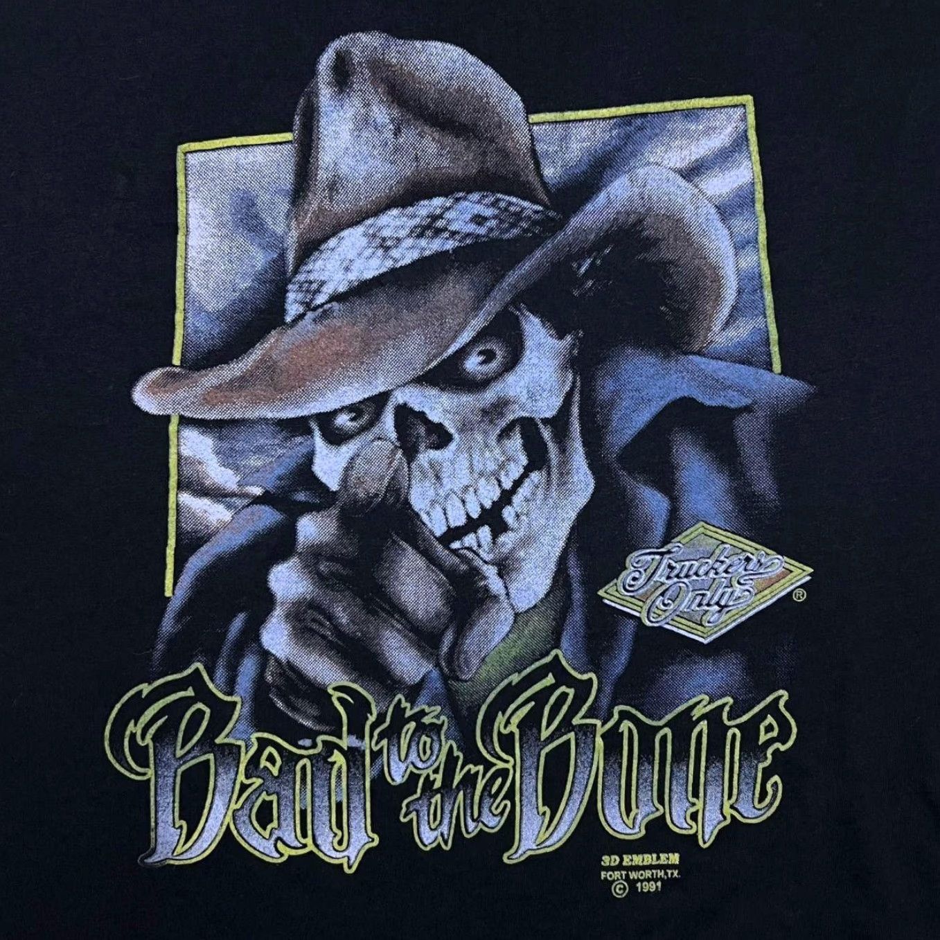 Vintage Vintage 3D Emblem "Bad To The Bone" Skull Biker Graphic Black Single Stitch T-Shirt Mens M Size US M / EU 48-50 / 2 - 4 Thumbnail